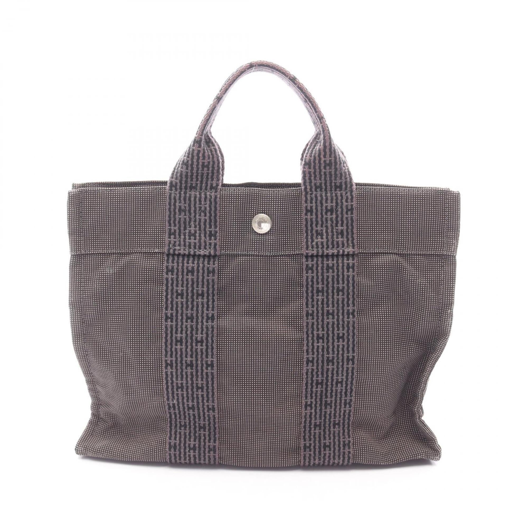 Hermes Gray Canvas Handbag Tote Bag (Pre-Owned)