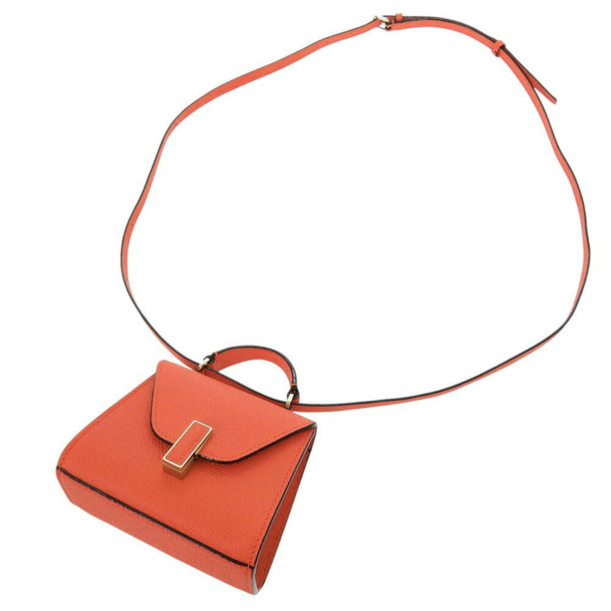 Valextra Orange Leather Handbag Shoulder Bag (Pre-Owned)