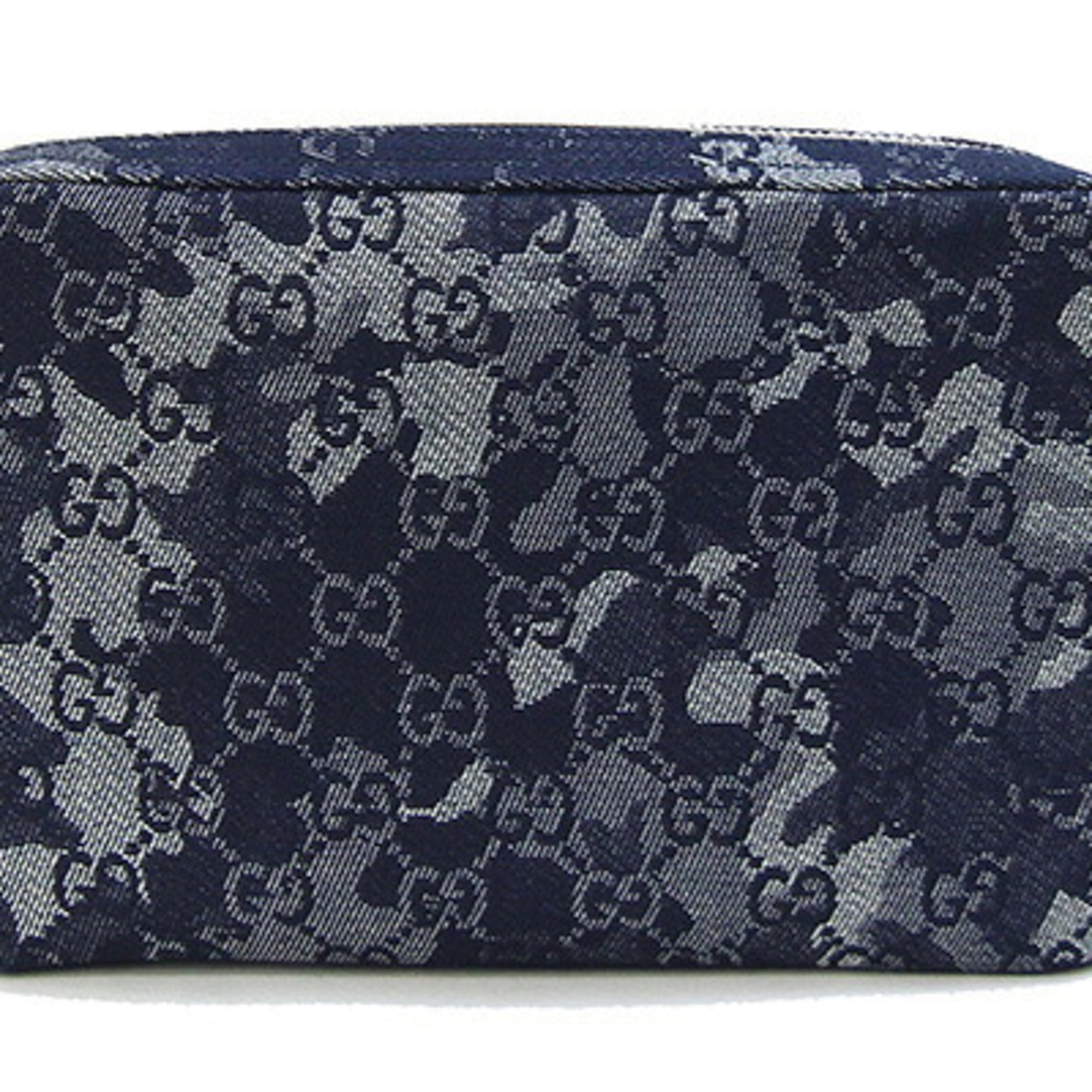 Gucci Dark Blue Navy Denim Leather Clutch Bag Shoulder Bag (Pre-Owned)