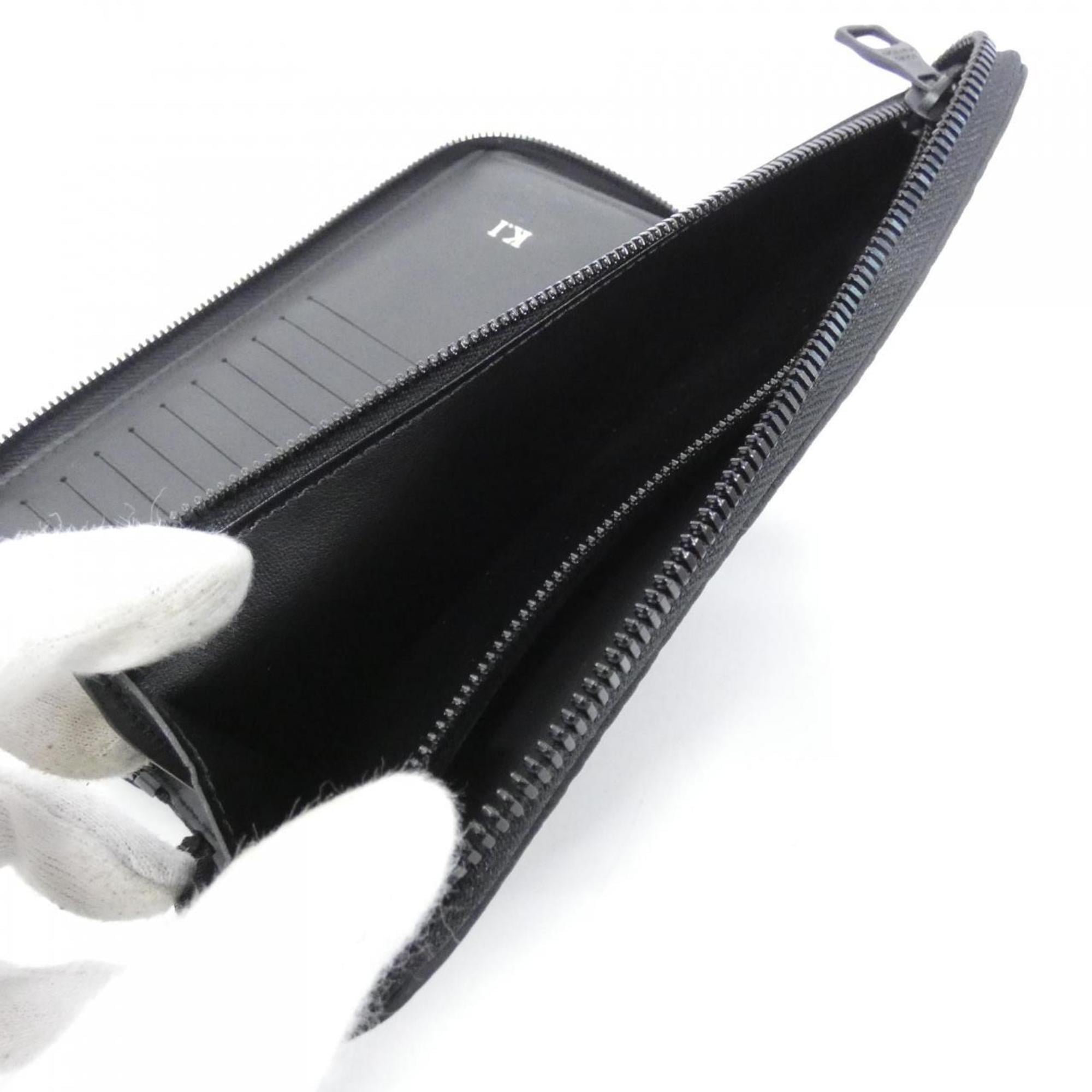 Louis Vuitton Black Leather Long Wallet (Bi-Fold) (Pre-Owned)