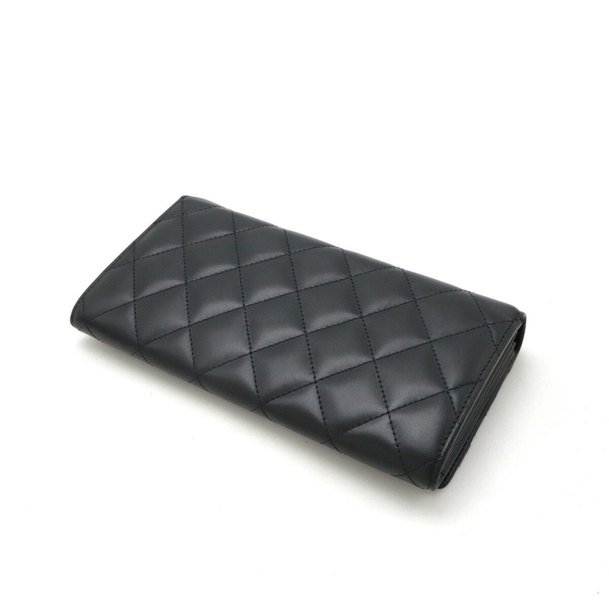 Chanel Black Pink Leather Long Wallet (Bi-Fold) (Pre-Owned)