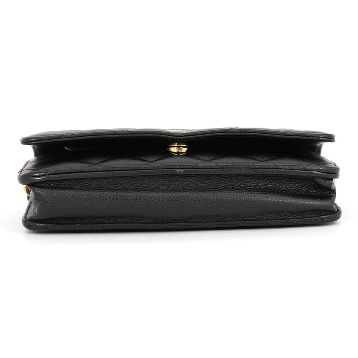 Chanel Black Grained Calfskin Chain/Shoulder Wallet (Pre-Owned)
