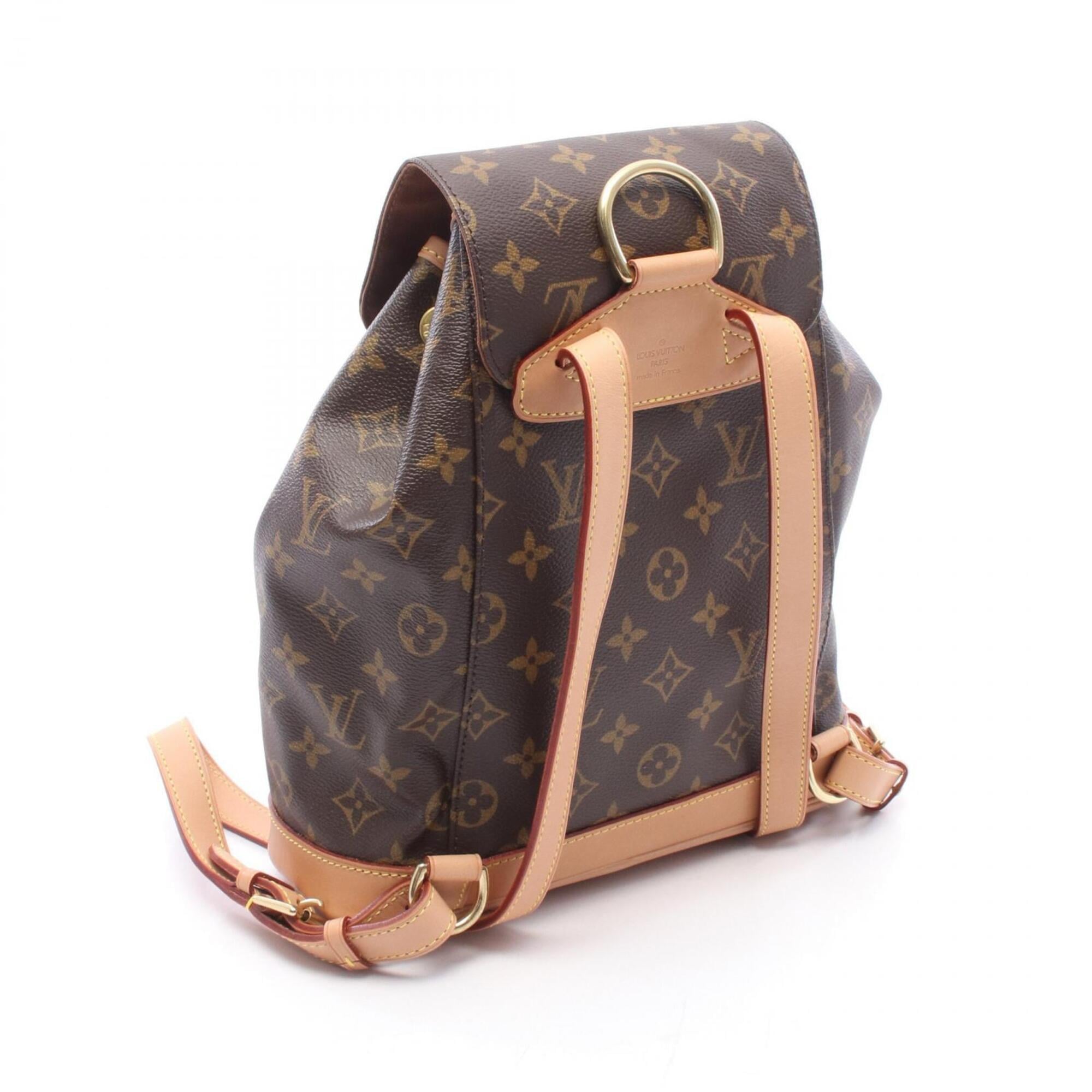 Louis Vuitton Brown Coated Canvas Leather Backpack Handbag (Pre-Owned)