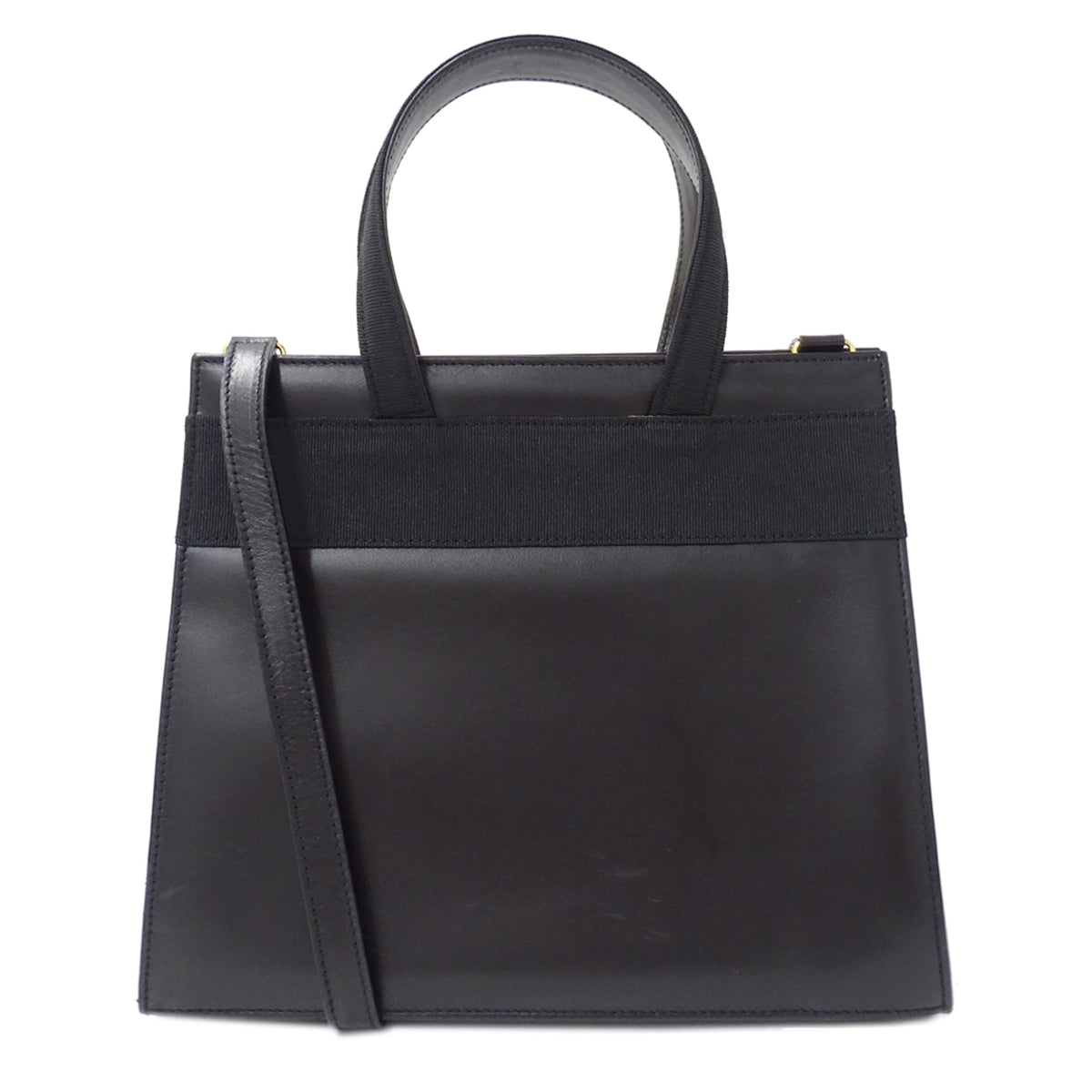 Salvatore Ferragamo Black Leather Handbag Shoulder Bag (Pre-Owned)
