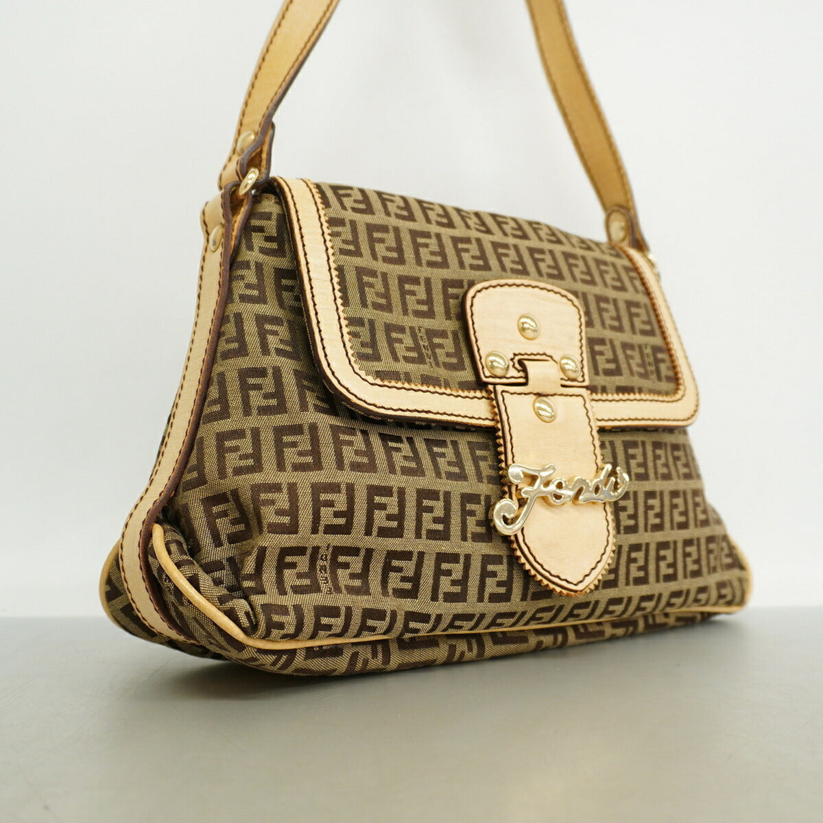 Fendi Brown Nylon Canvas Shoulder Bag (Pre-Owned)