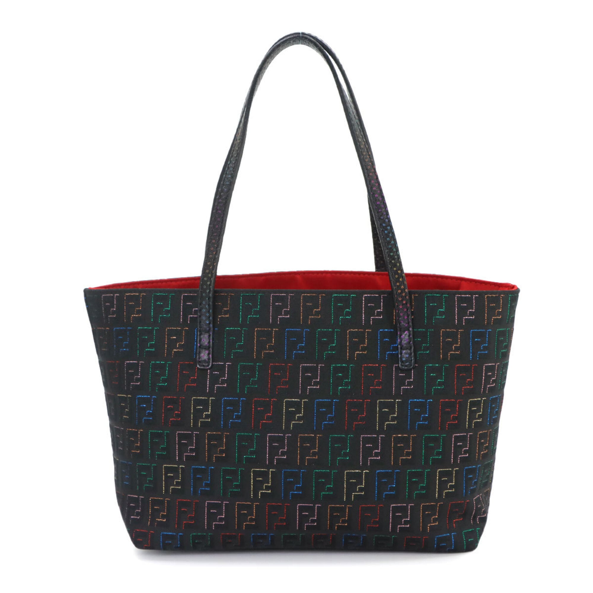 Fendi Zucchino Black Canvas Leather Handbag (Pre-Owned)