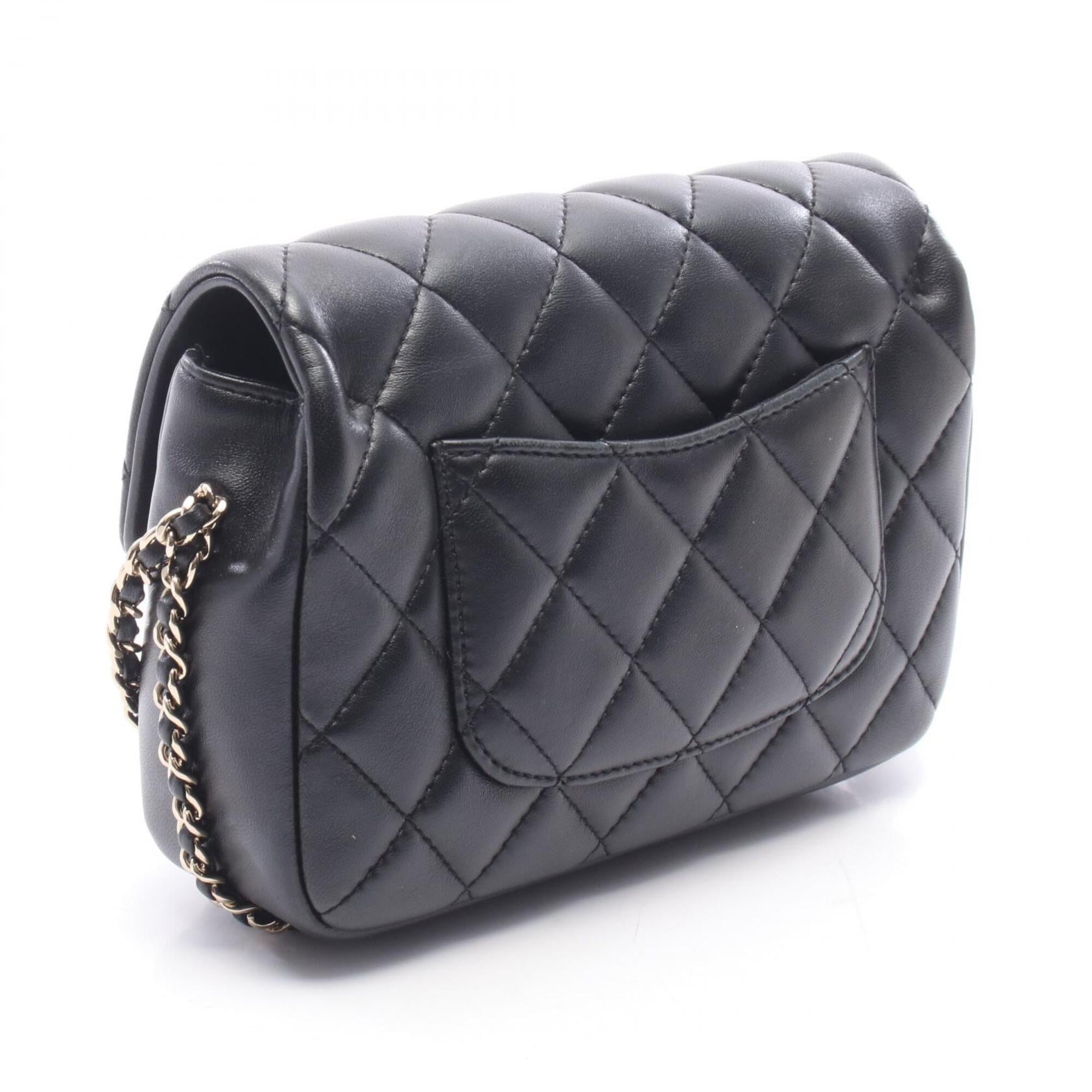 Chanel Matelasse Black Leather Handbag Shoulder Bag (Pre-Owned)
