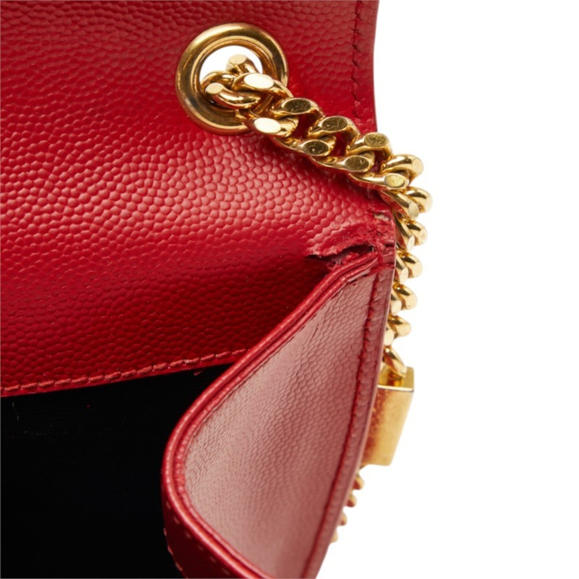 Saint Laurent Gold Red Color Leather Shoulder Bag (Pre-Owned)