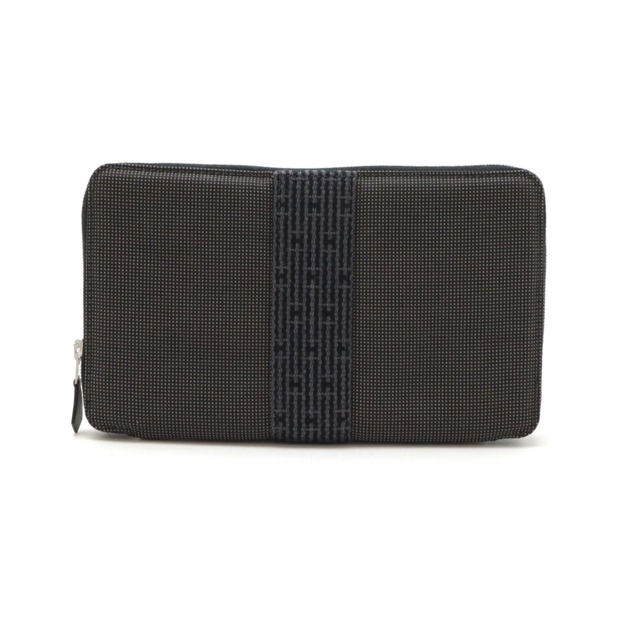 Hermes Her Line Gray Canvas Long Wallet (Bi-Fold) (Pre-Owned)