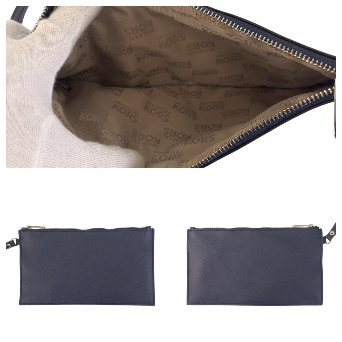 Michael Kors Navy Leather Pouch Shoulder Bag Tote Bag (Pre-Owned)