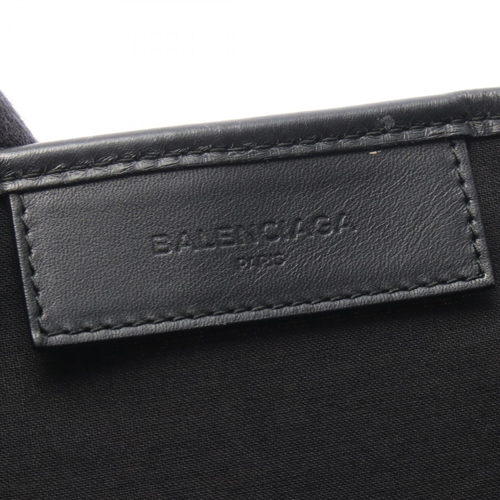 Balenciaga Black White Canvas Leather Handbag Pouch Tote Bag (Pre-Owned)