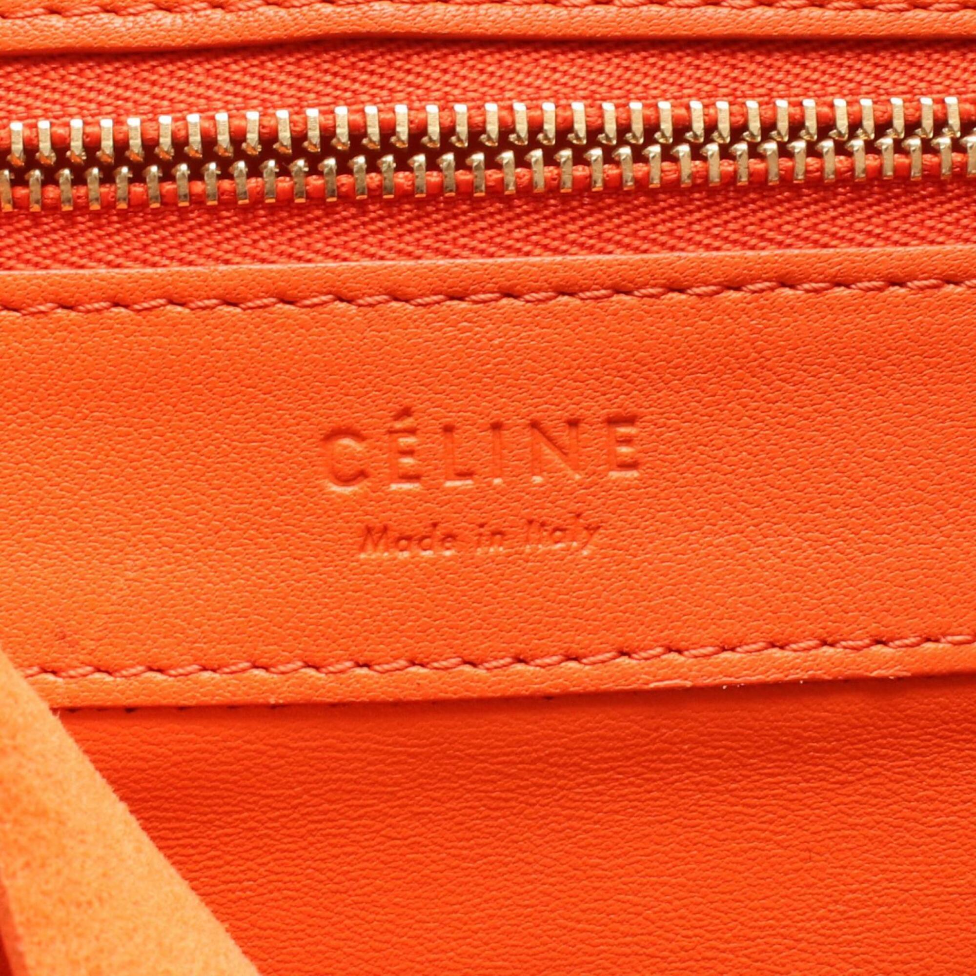 Celine Orange Red Color Leather Handbag Tote Bag (Pre-Owned)