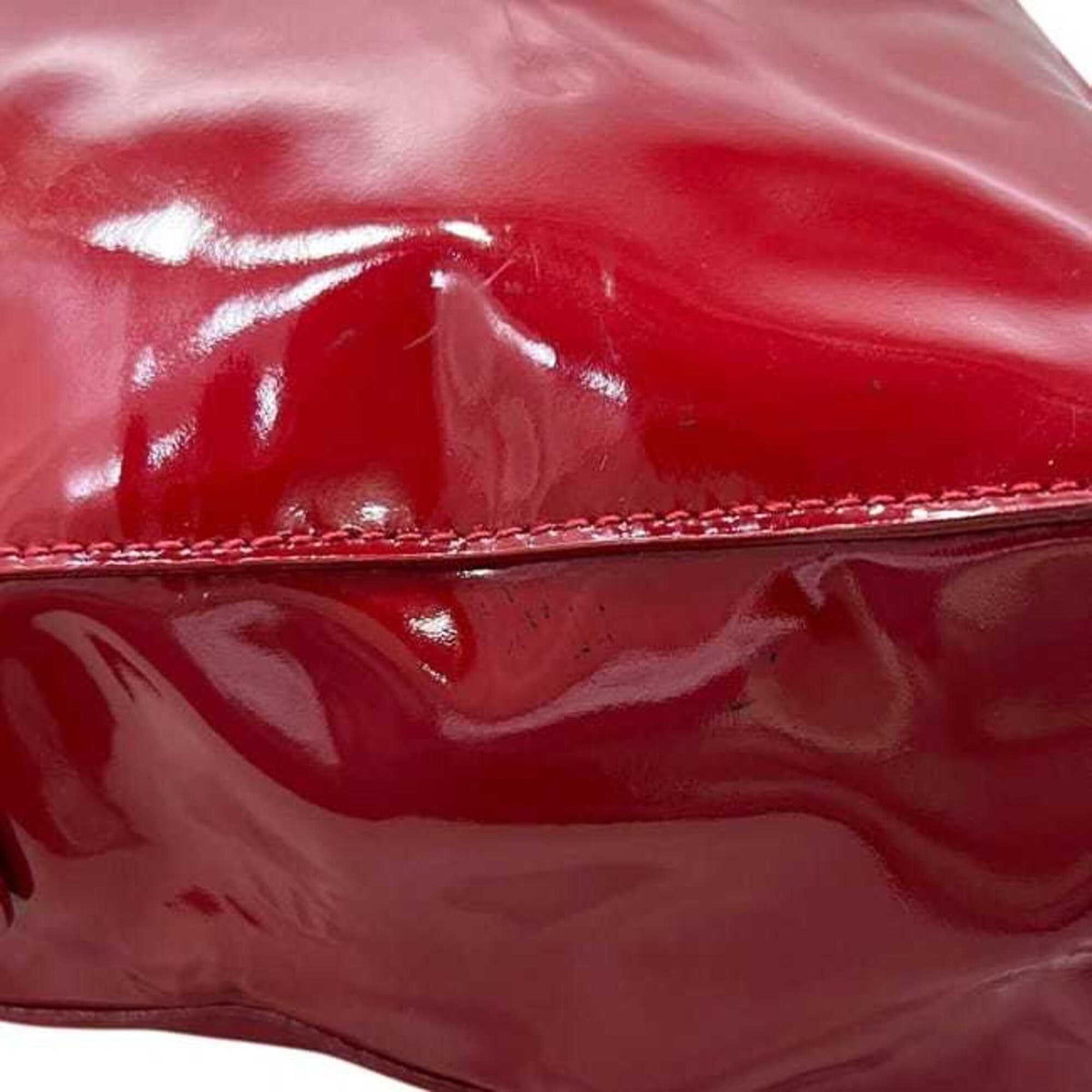 Miu Miu Red Color Leather Boston Bag Tote Bag (Pre-Owned)