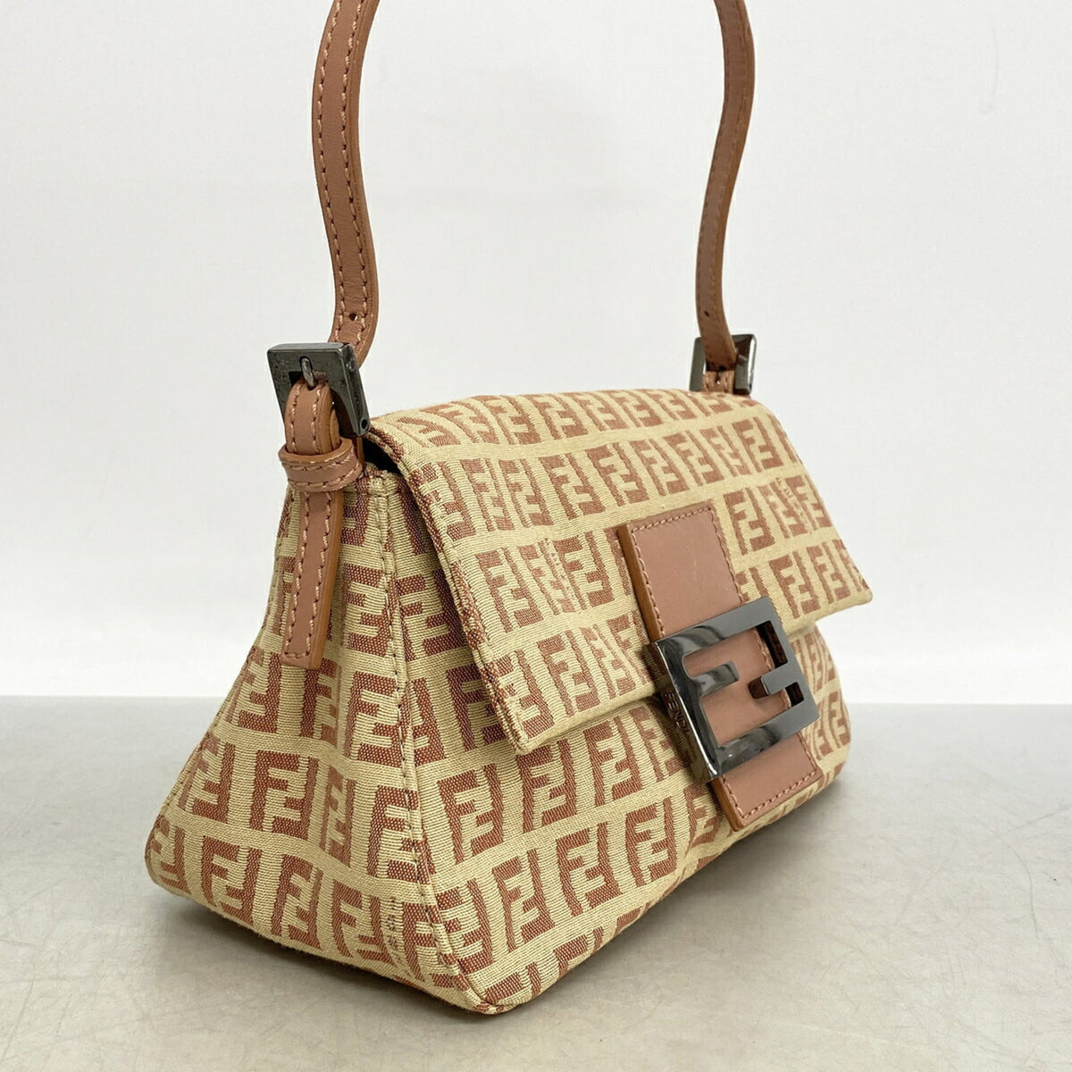 Fendi Beige Pink Nylon Canvas Handbag (Pre-Owned)