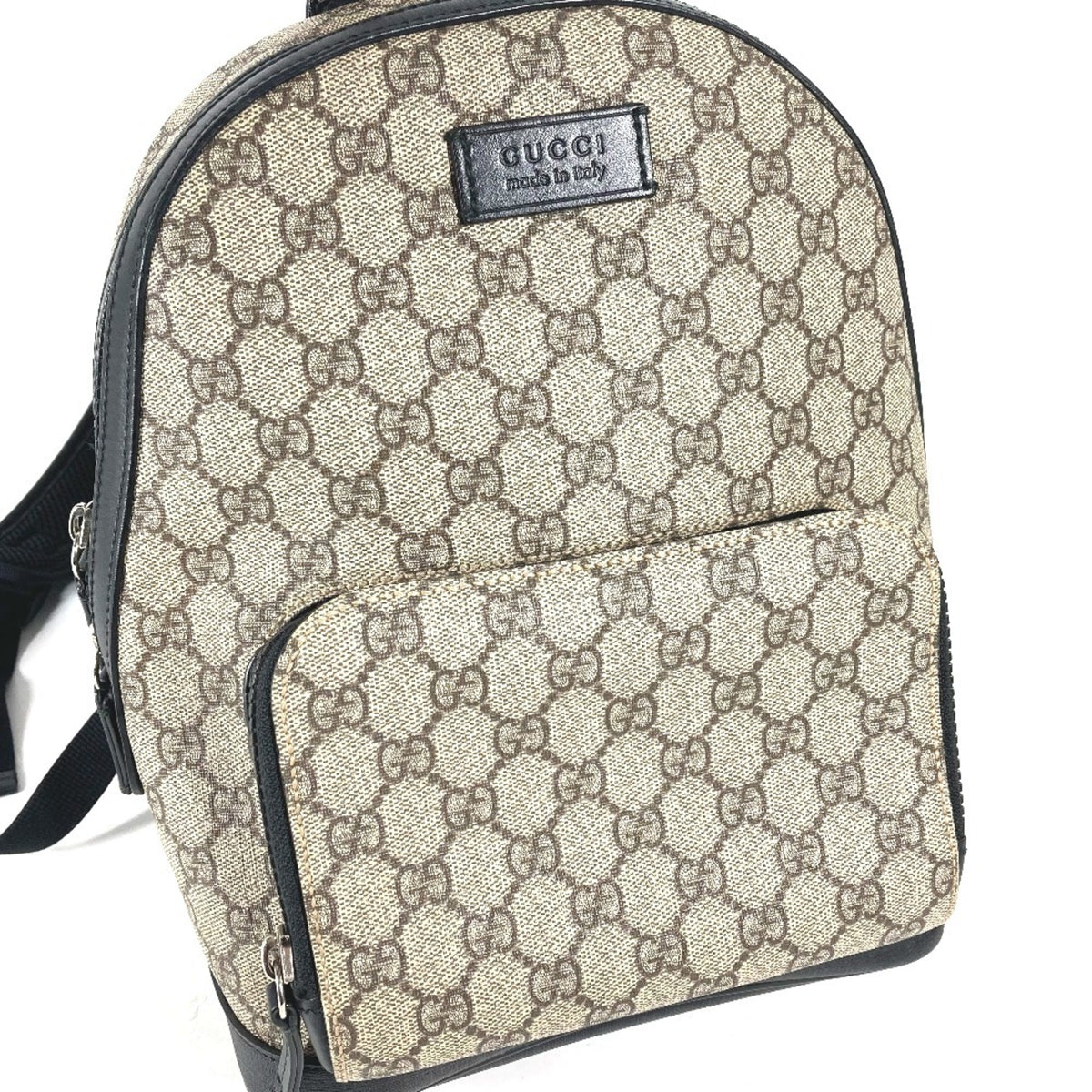 Gucci Beige Black Gg Supreme Backpack (Pre-Owned)