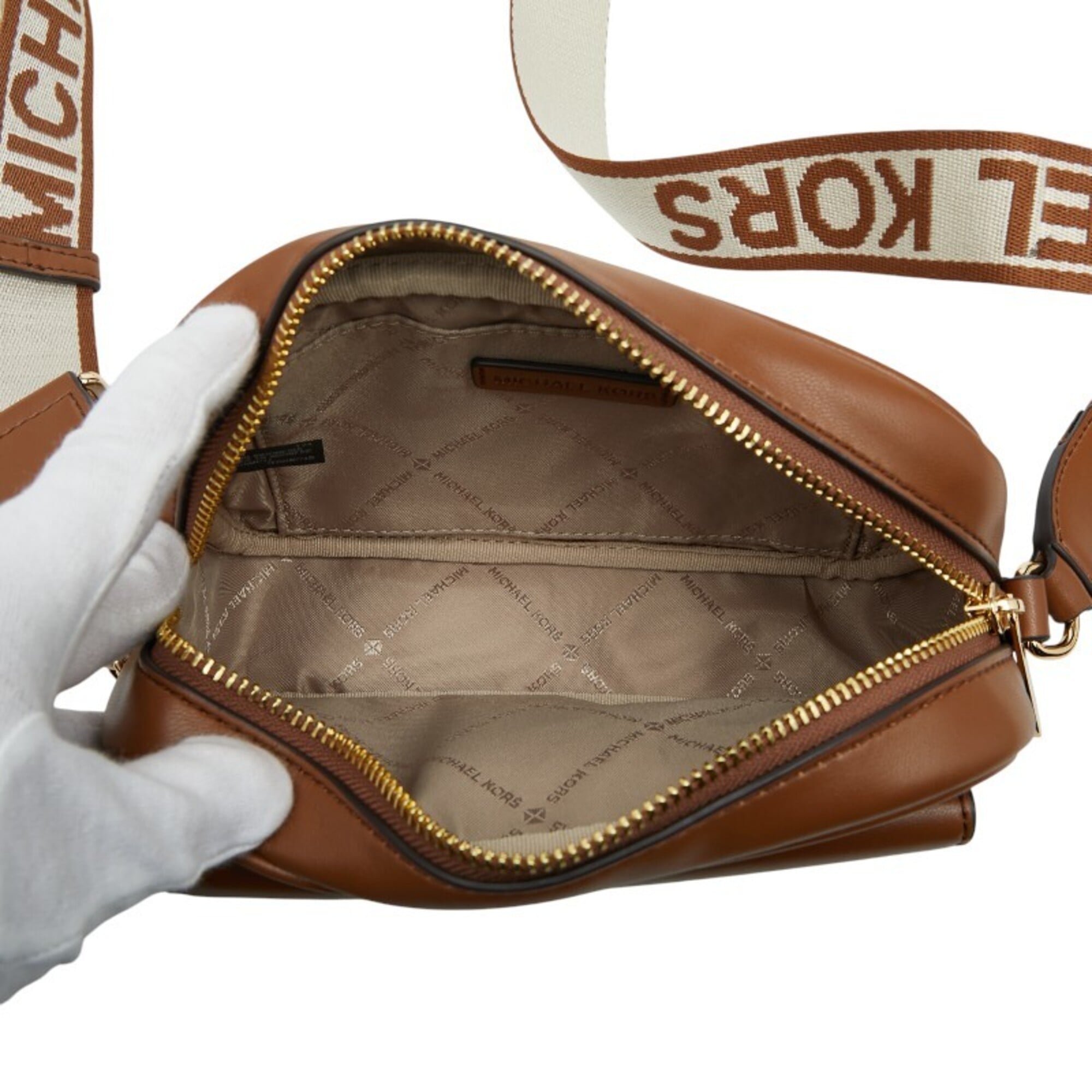Michael Kors Brown Canvas Leather Pouch Shoulder Bag (Pre-Owned)