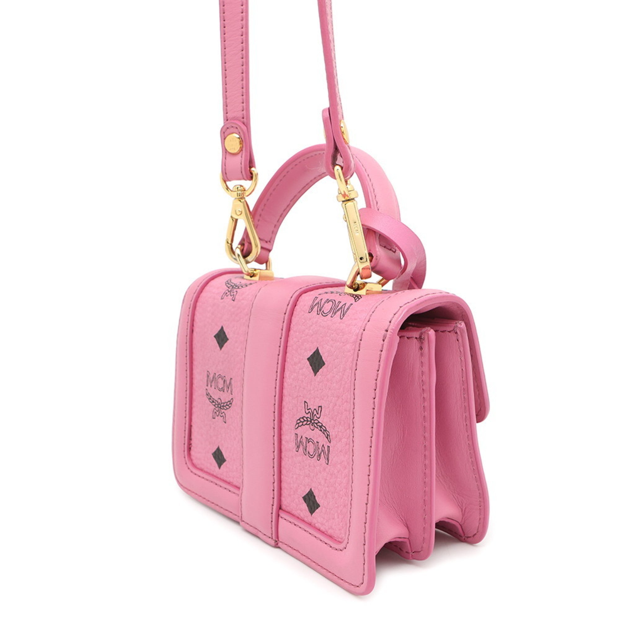Mcm Pink Leather Rhinestone Handbag (Pre-Owned)