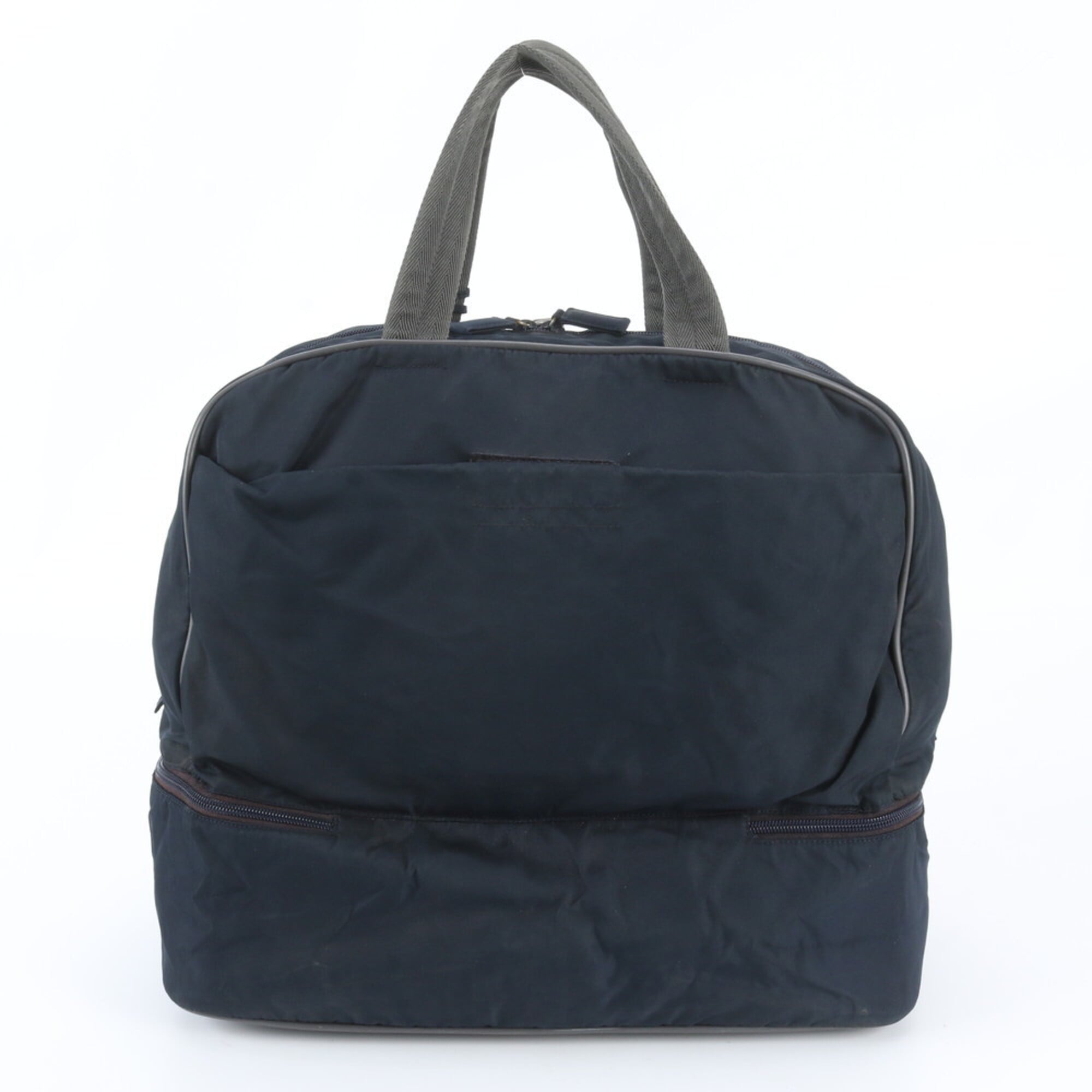 Pradasports Gray Navy Boston Bag Tote Bag (Pre-Owned)