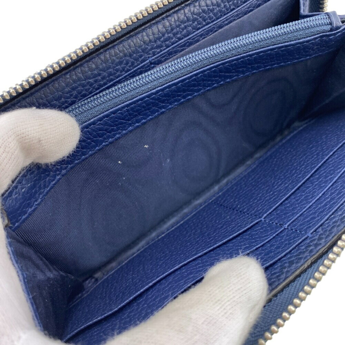 Gucci Navy Leather Long Wallet (Bi-Fold) (Pre-Owned)