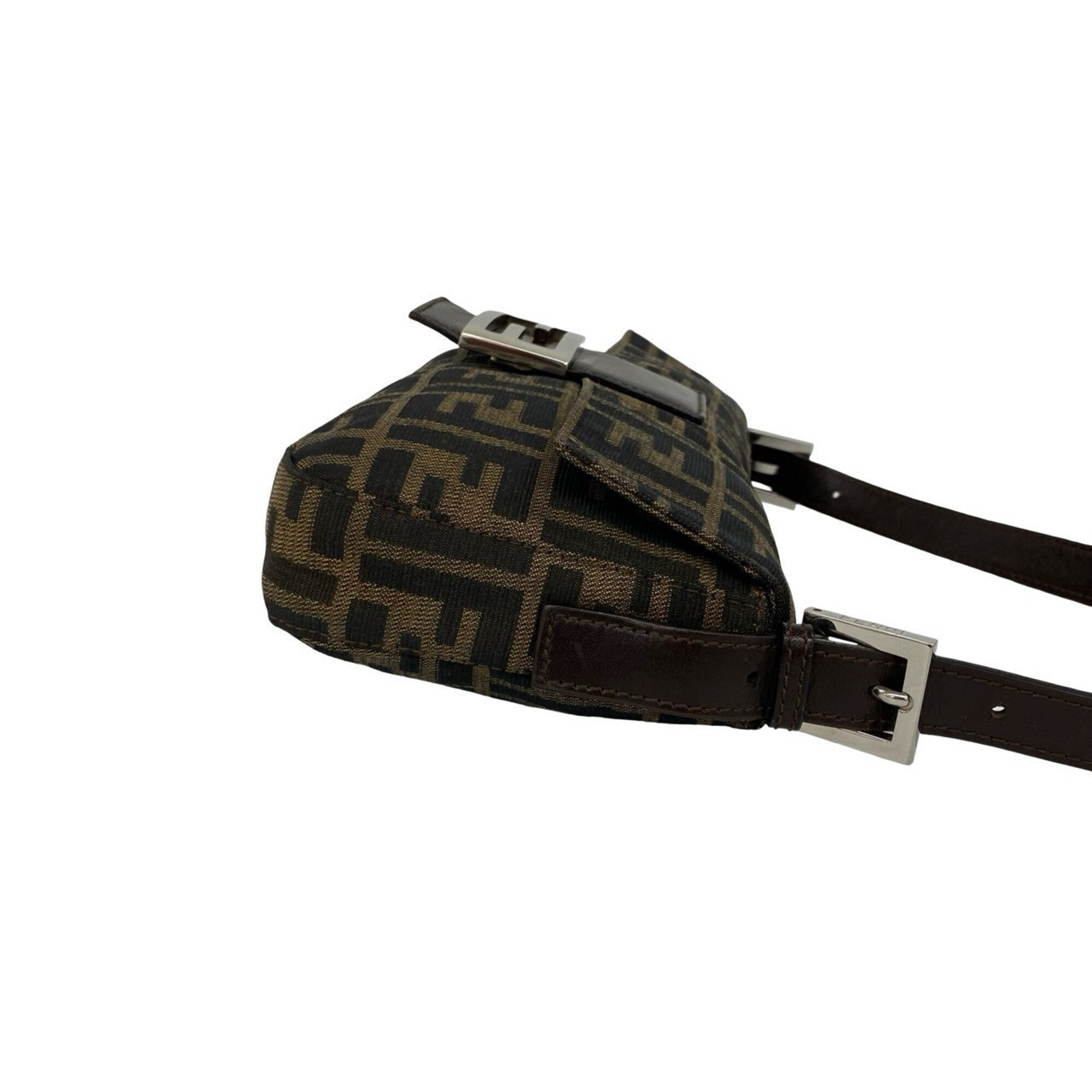 Fendi Black Brown Canvas Leather Handbag (Pre-Owned)
