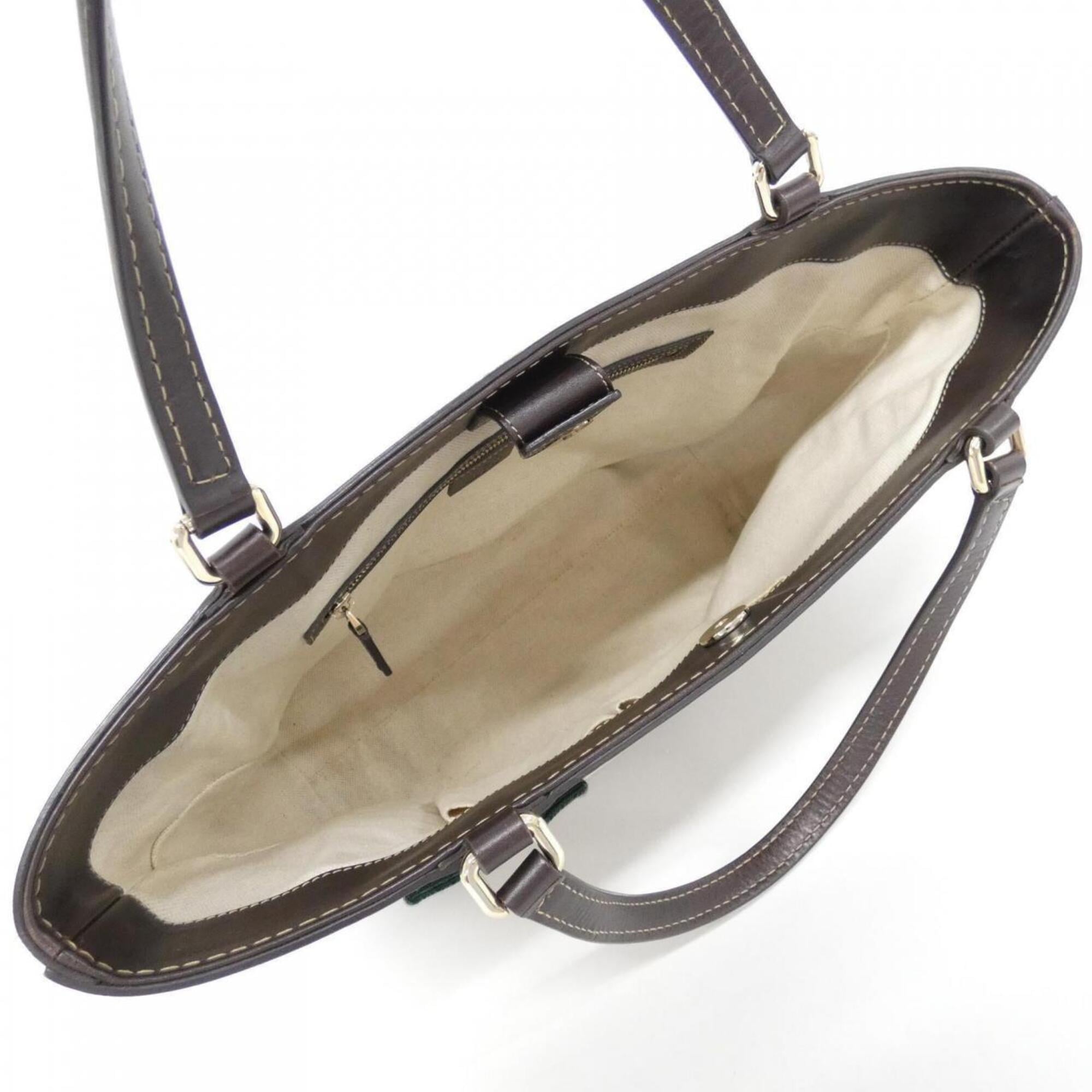 Gucci Beige Brown Gg Canvas Handbag (Pre-Owned)