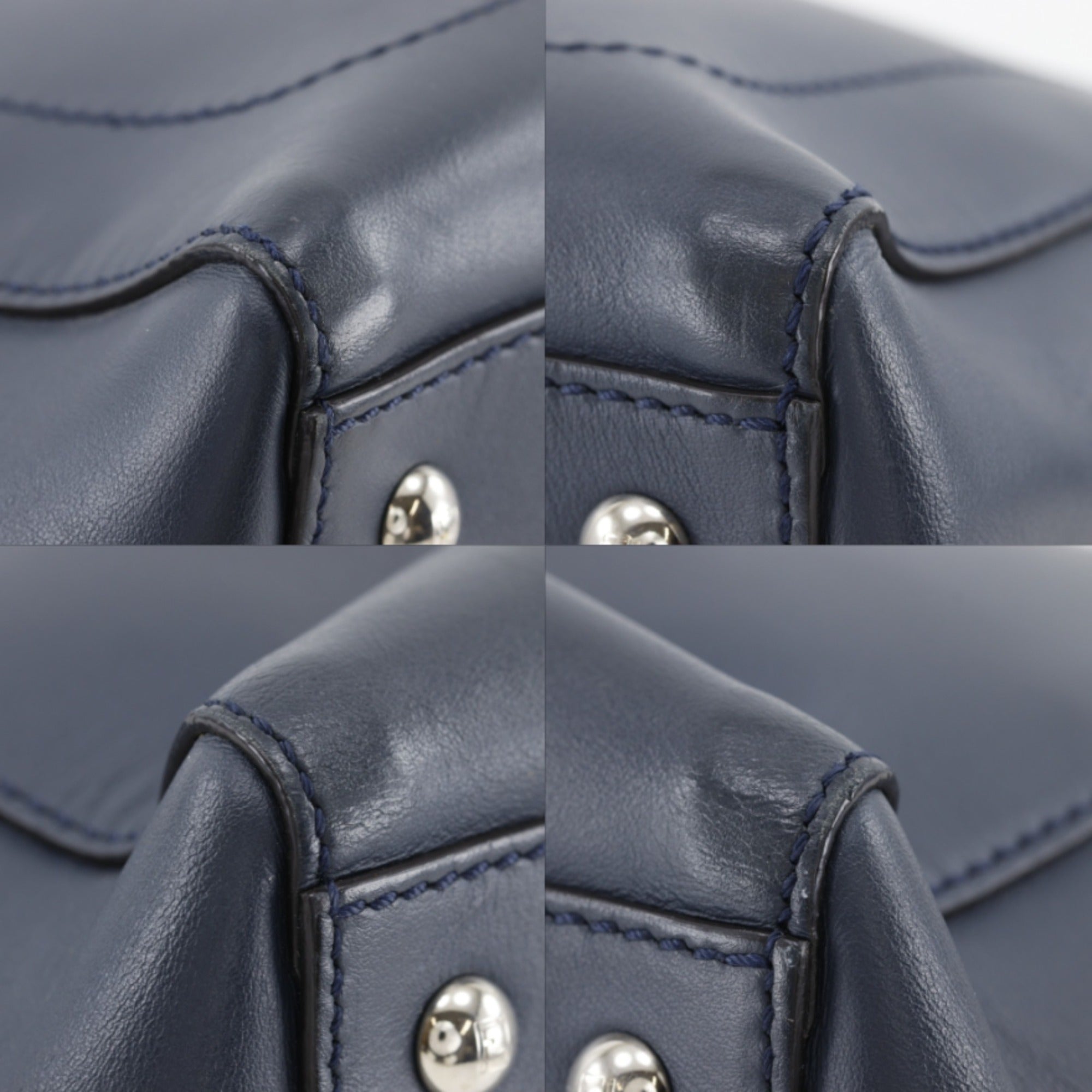 Fendi Navy Leather Handbag (Pre-Owned)