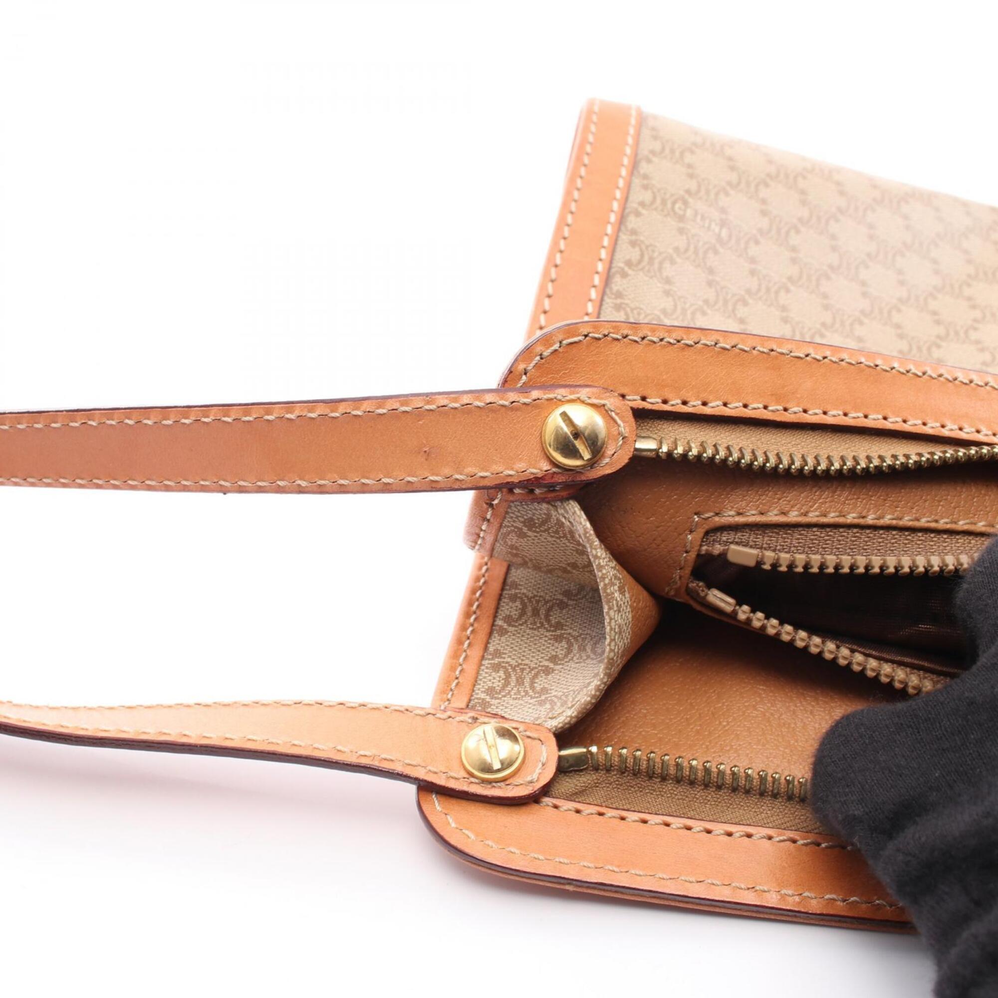 Celine Macadam Beige Brown Coated Canvas Clutch Bag Handbag (Pre-Owned)