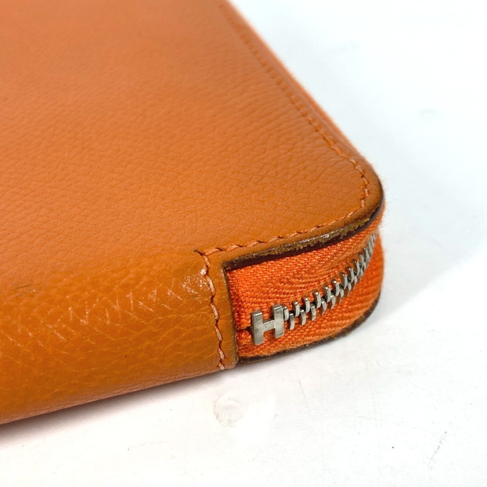 Hermes Orange Leather Long Wallet (Bi-Fold) (Pre-Owned)