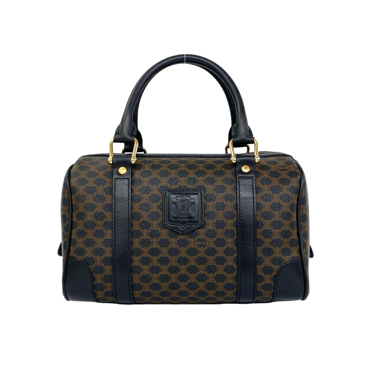 Celine Black Brown Leather Pvc Boston Bag Handbag (Pre-Owned)