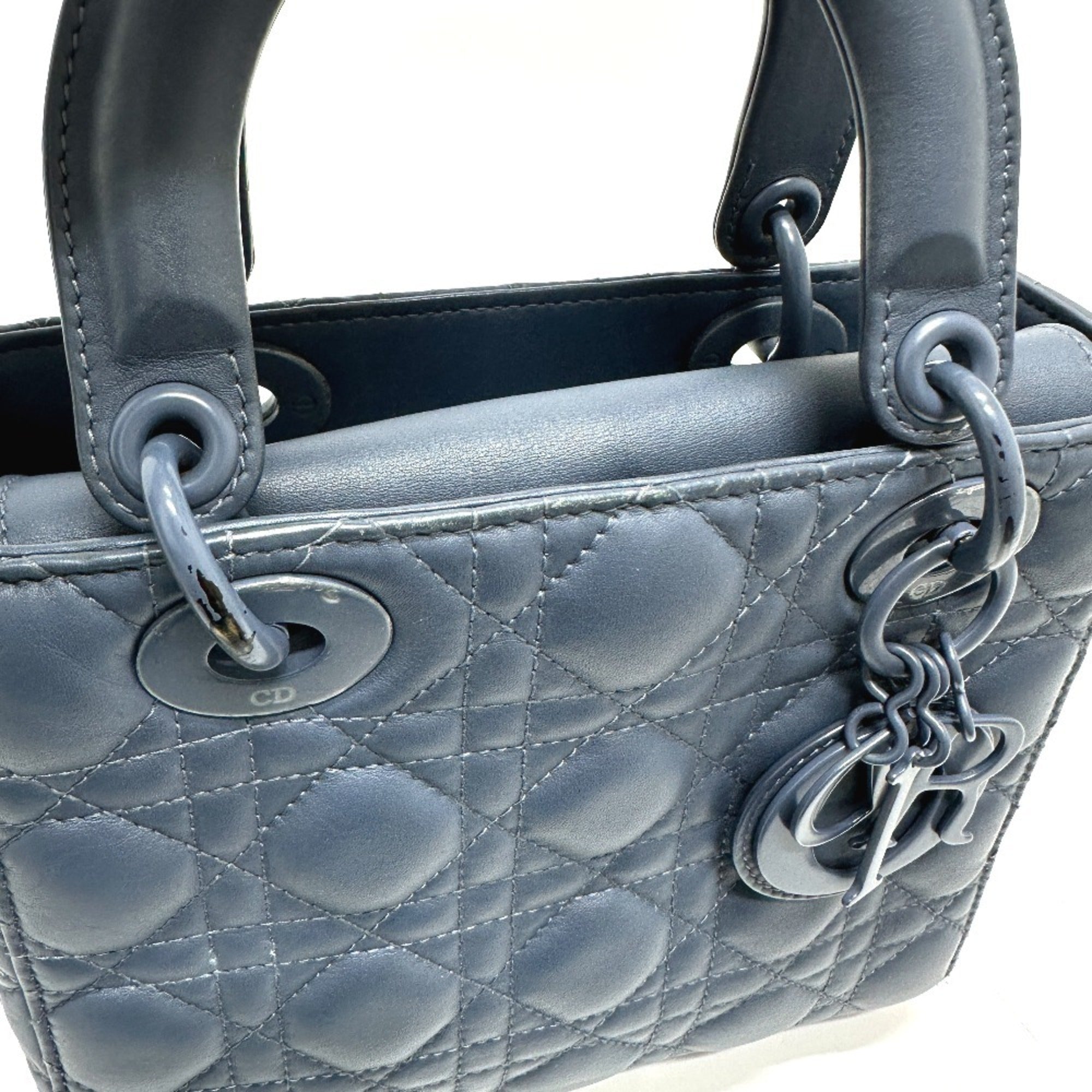 Christian Dior Blue Leather Handbag Shoulder Bag (Pre-Owned)