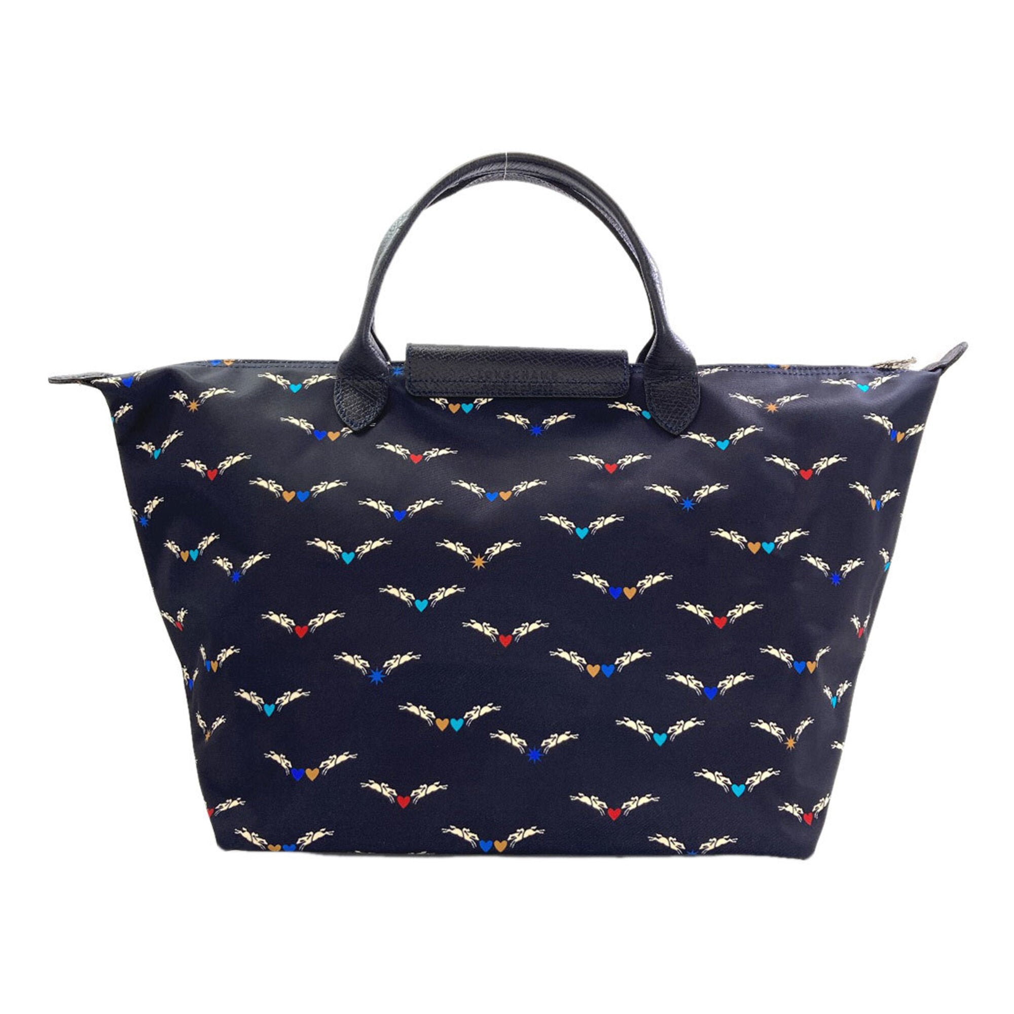 Longchamp Le Pliage Navy Nylon Leather Handbag (Pre-Owned)