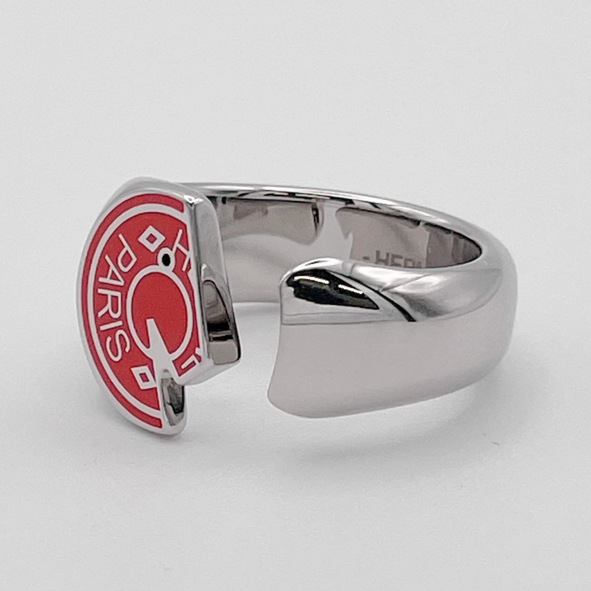 Hermes Silver Orange Stainless Steel Band Ring (Pre-Owned)