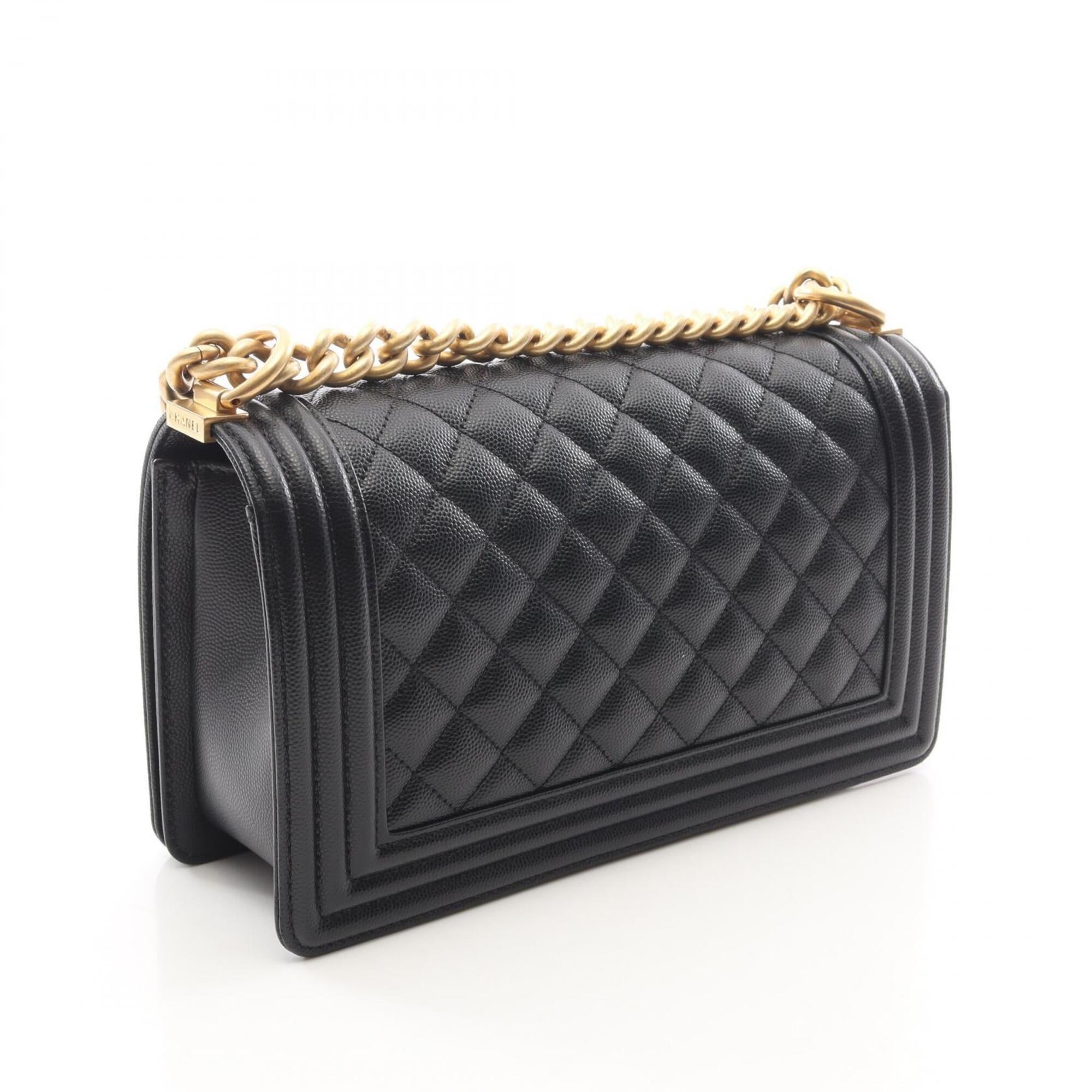 Chanel Black Grained Calfskin Handbag Shoulder Bag (Pre-Owned)