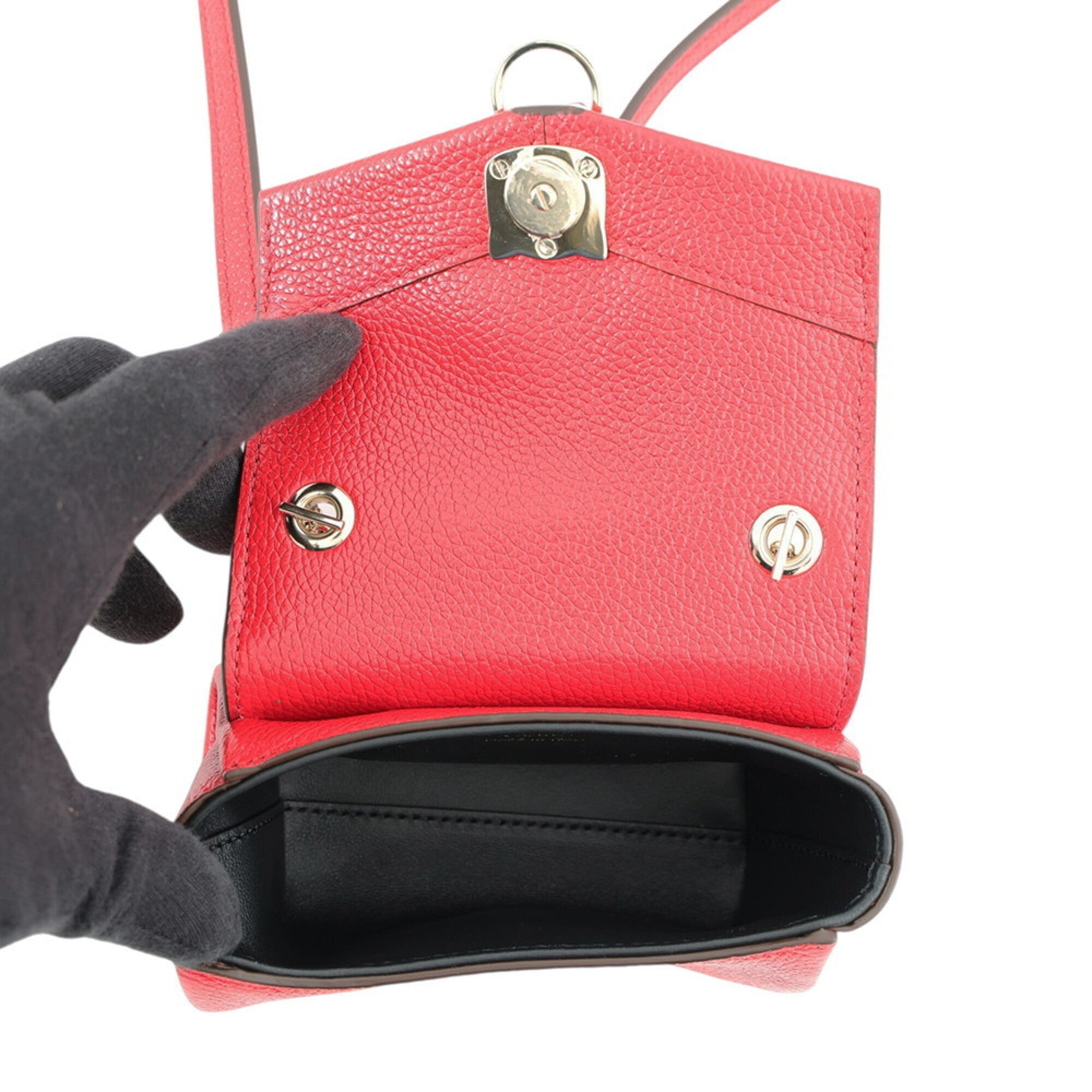 Cartier Red Color Leather Handbag Shoulder Bag (Pre-Owned)