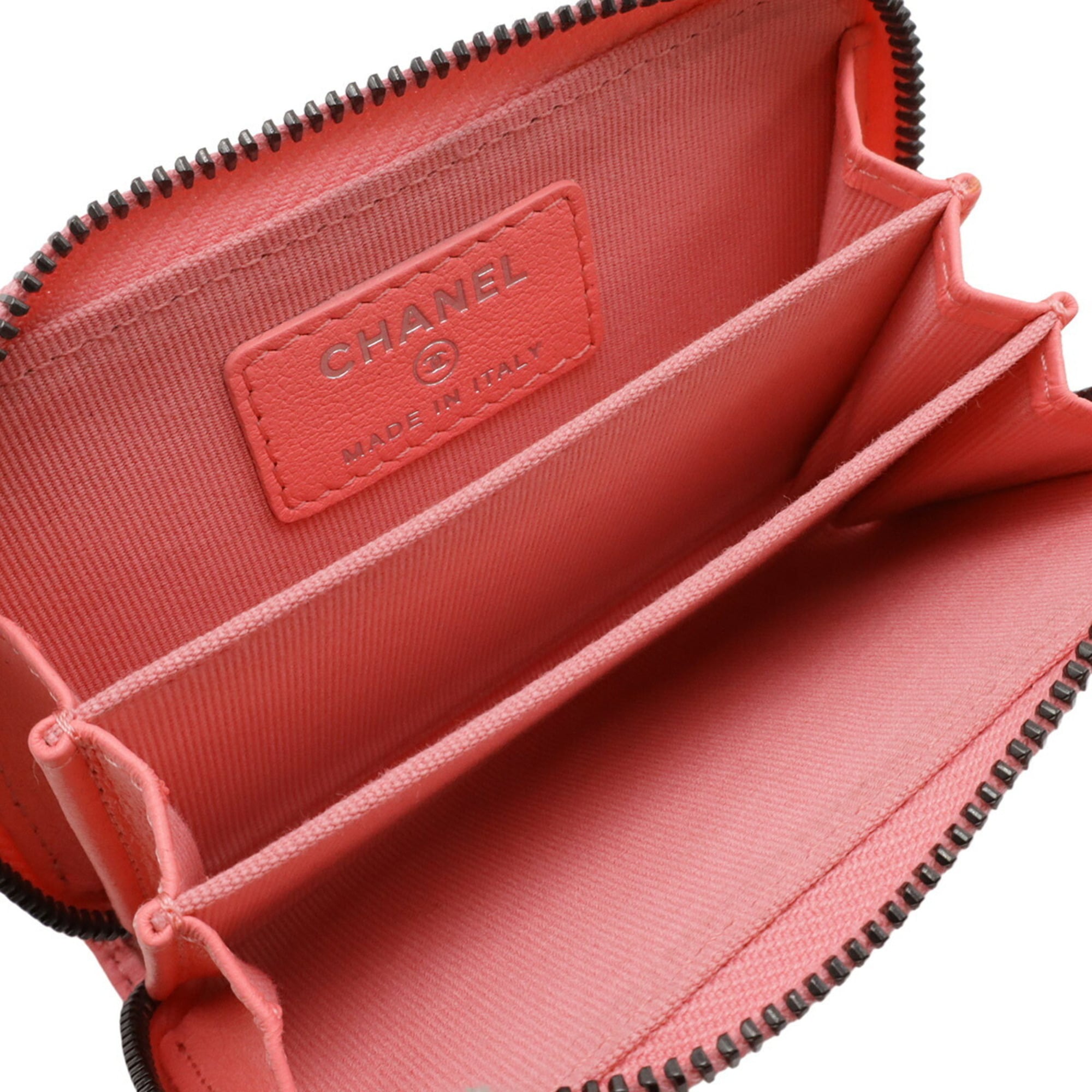 Chanel Matelasse Coral Pink Leather Coin Purse/Coin Case (Pre-Owned)