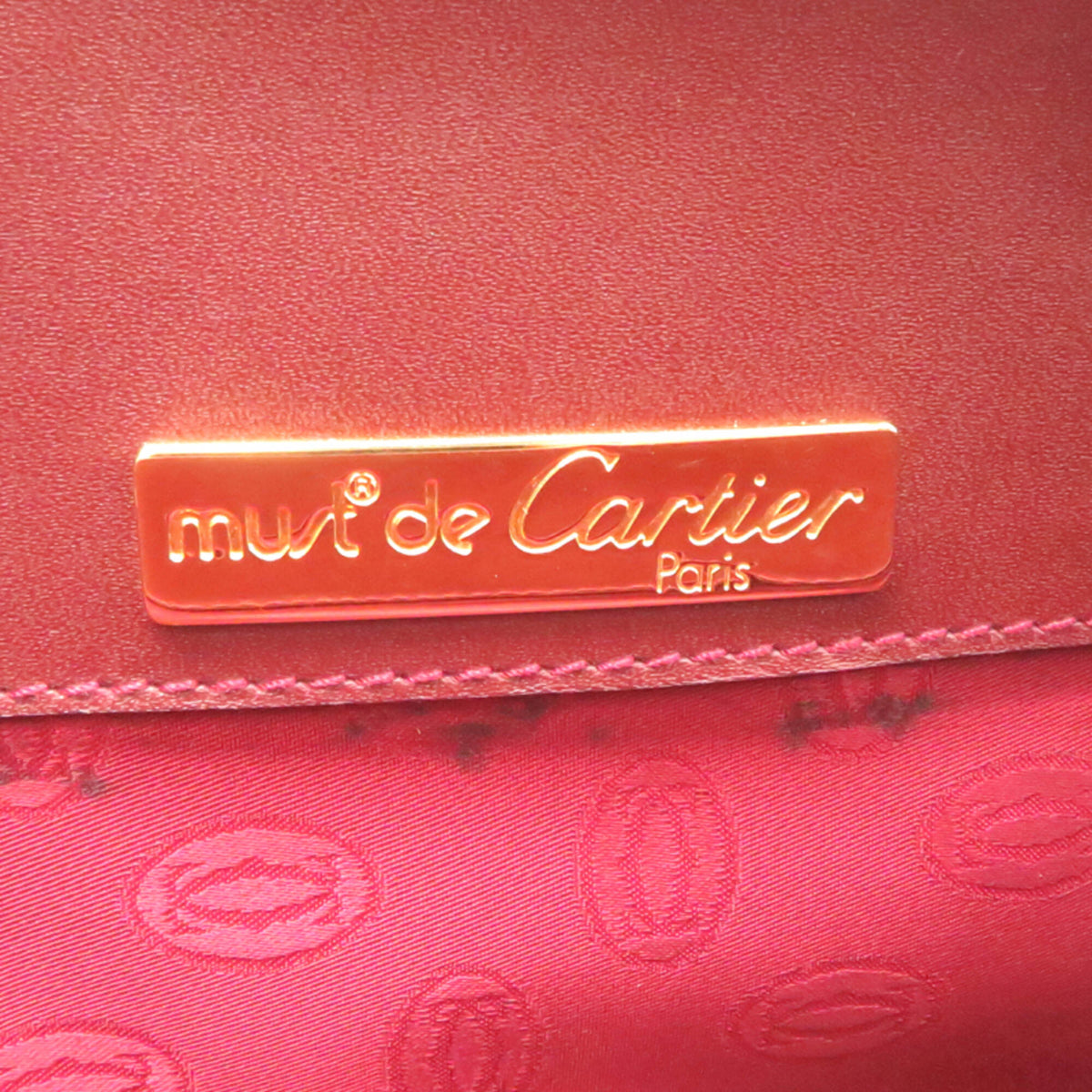 Cartier Bordeaux Red Color Leather Shoulder Bag (Pre-Owned)