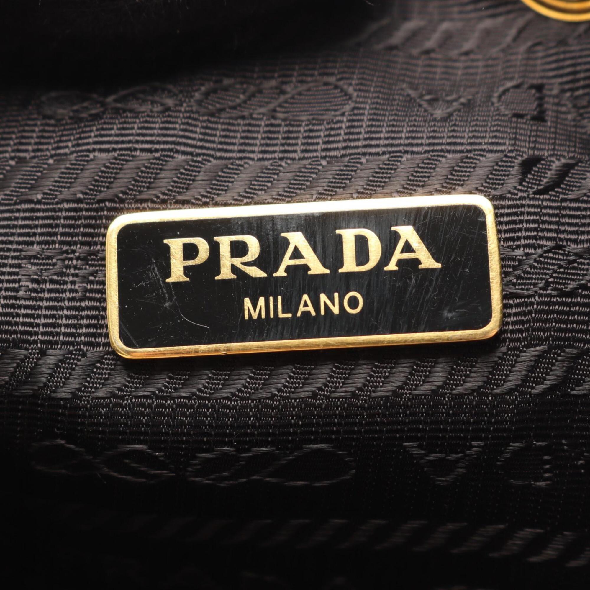 Prada Black Canvas Leather Handbag (Pre-Owned)