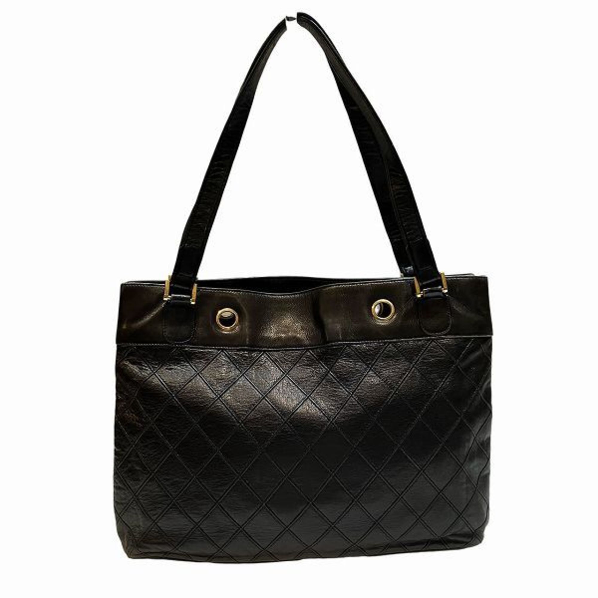 Chanel Bicolor Black Leather Shoulder Bag Tote Bag (Pre-Owned)
