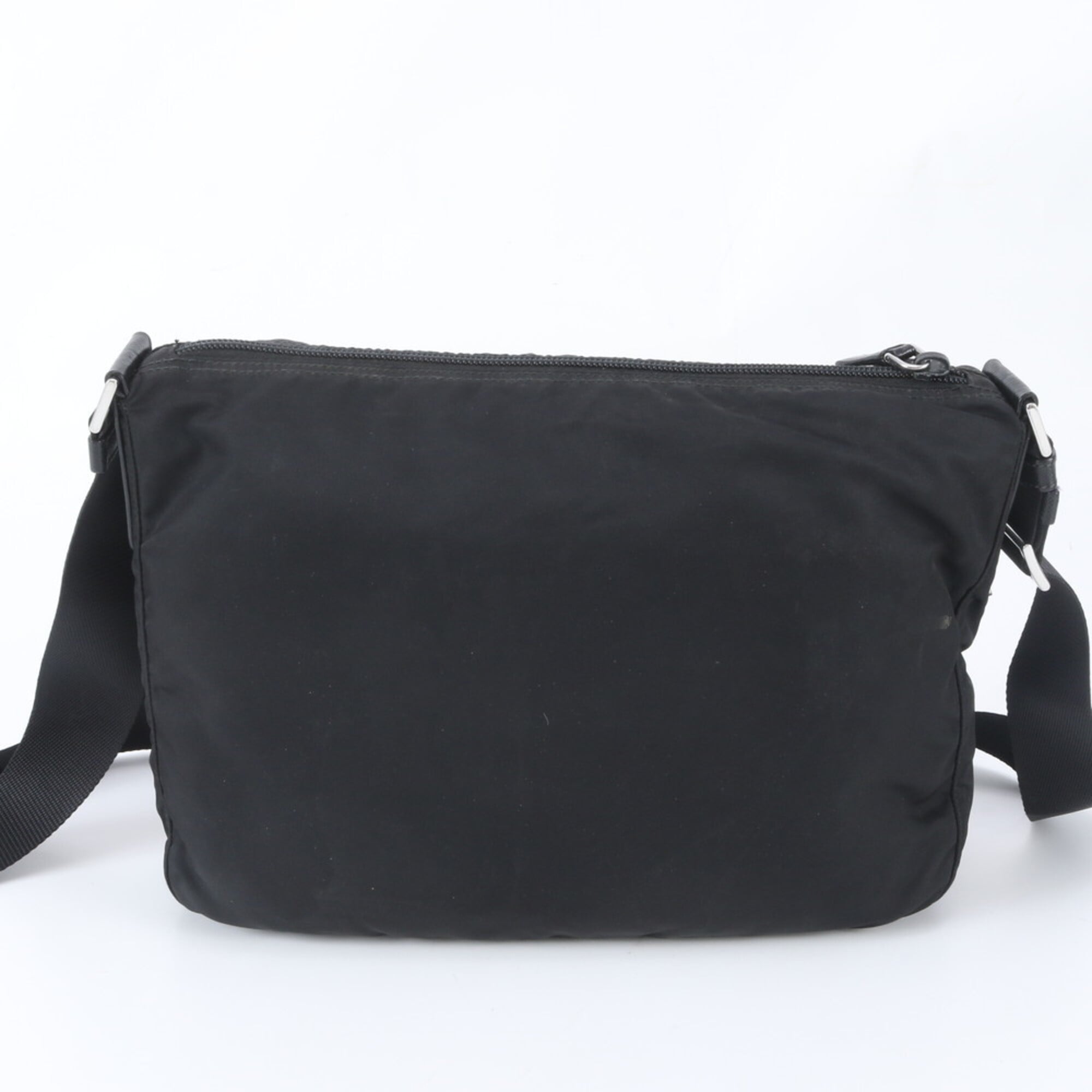Prada Black Nylon Leather Messenger Bag Shoulder Bag (Pre-Owned)