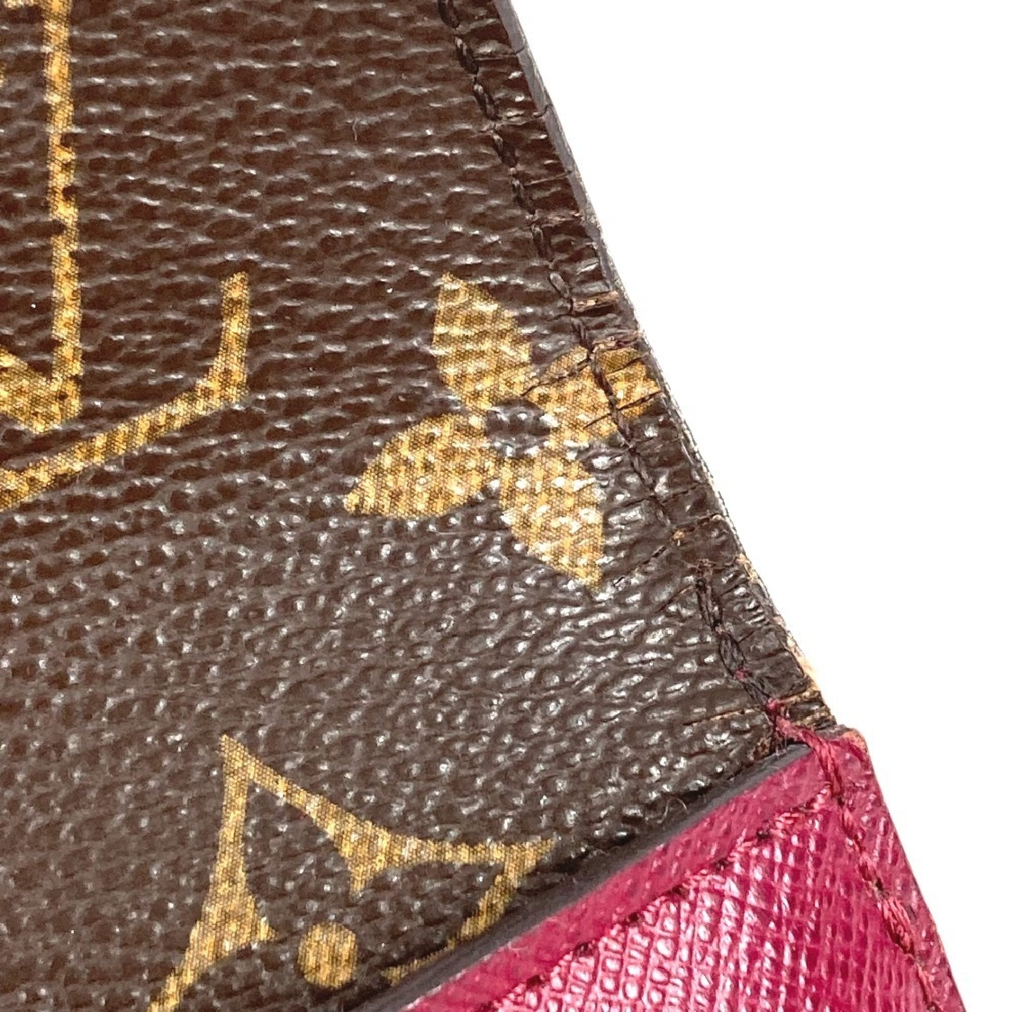 Louis Vuitton Monogram Brown Fuchsia Pink Pink Monogram Epi Leather Wallet (Tri-Fold) (Pre-Owned)