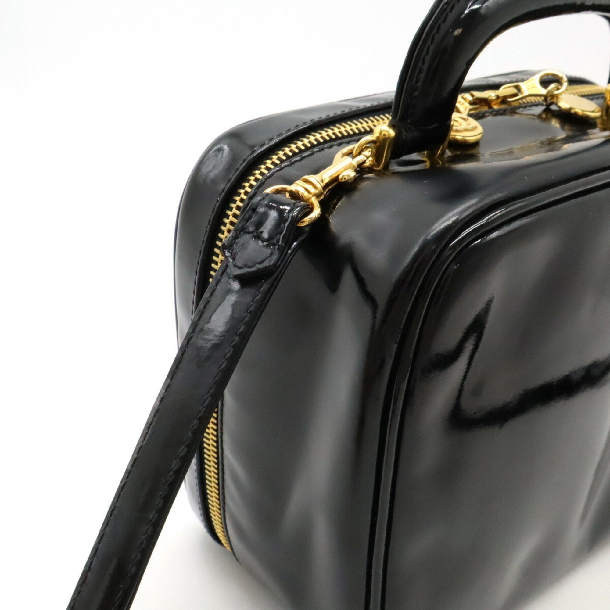 Chanel Black Leather Handbag Shoulder Bag Vanity Bag (Pre-Owned)