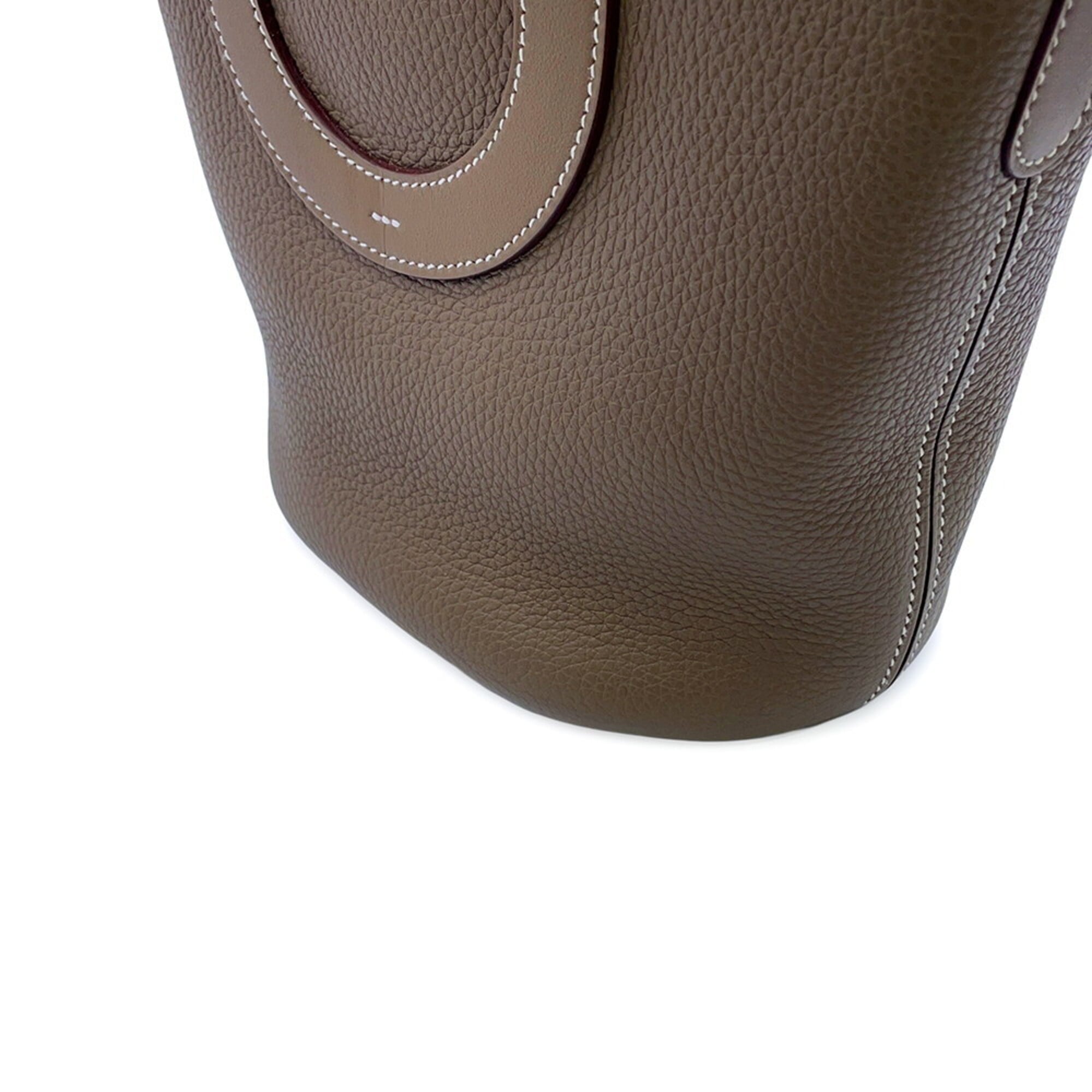 Hermes Etoupe Gray Taurillon Clemence Leather Swift Leather Tote Bag (Pre-Owned)