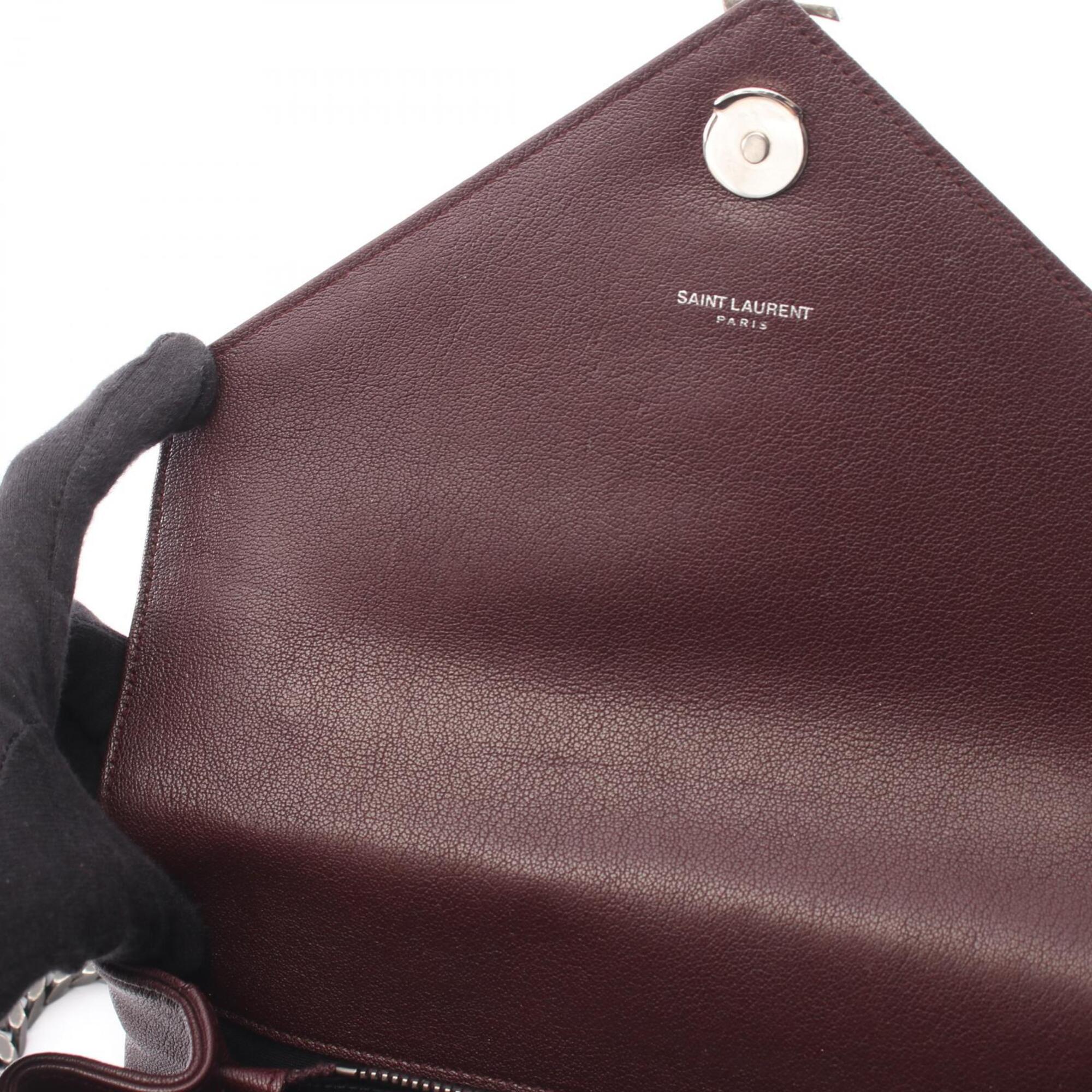 Saint Laurent Bordeaux Leather Handbag (Pre-Owned)