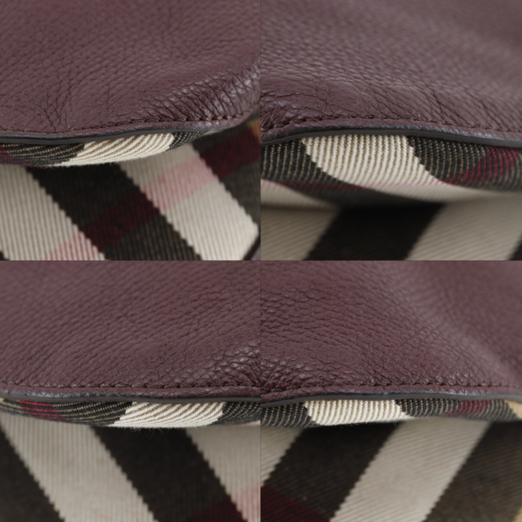 Burberry Bordeaux Red Color Leather Shoulder Bag (Pre-Owned)