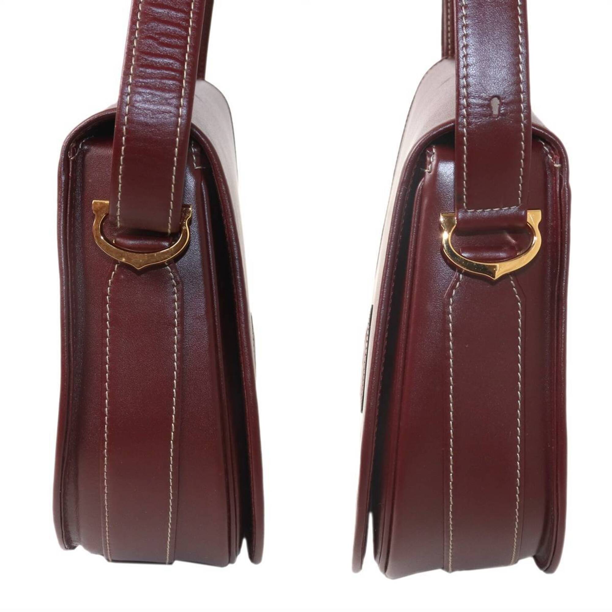Cartier Bordeaux Leather Shoulder Bag (Pre-Owned)