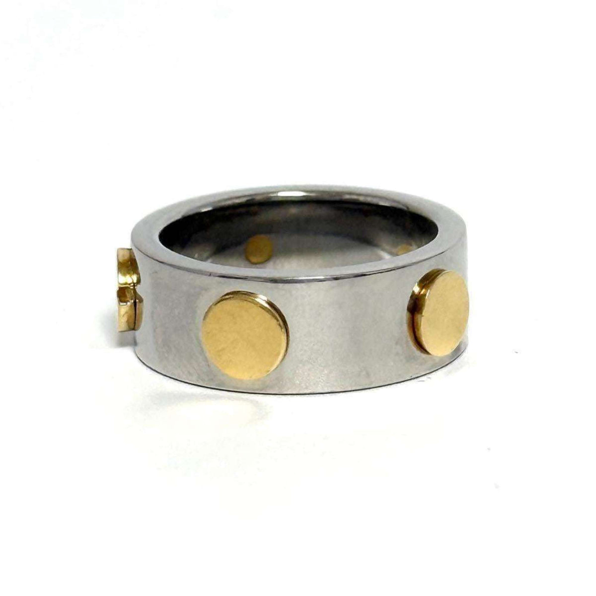 Gucci Stainless Steel Yellow Gold Band Ring (Pre-Owned)
