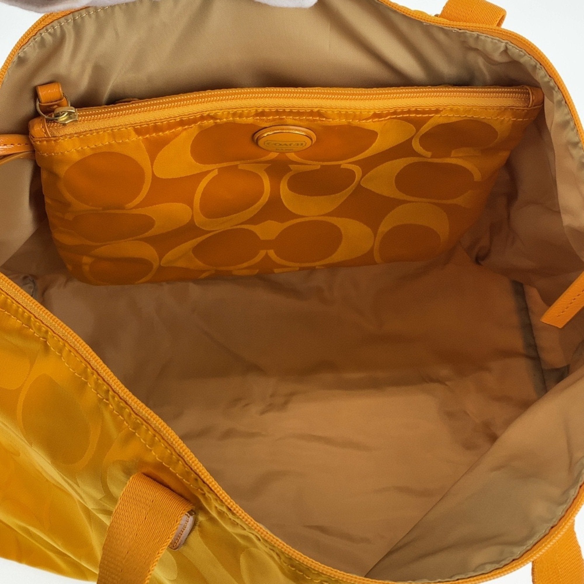 Coach Yellow Nylon Leather Shoulder Bag Tote Bag (Pre-Owned)