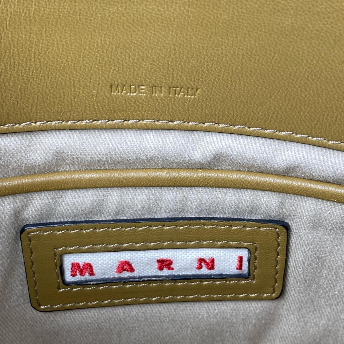 Marni Blue Khaki Leather Handbag Shoulder Bag (Pre-Owned)