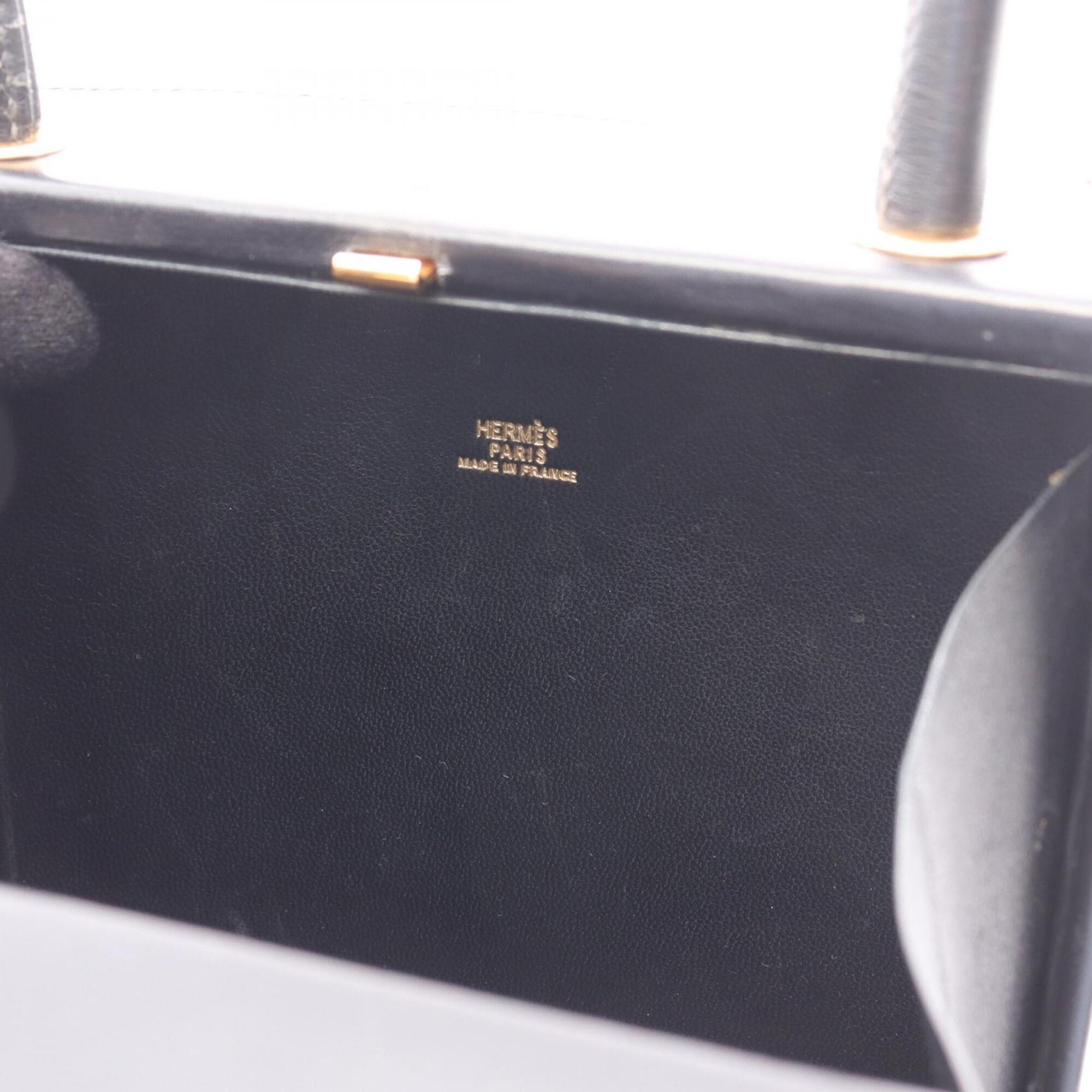 Hermes Black Box Calf Leather Leather Handbag (Pre-Owned)