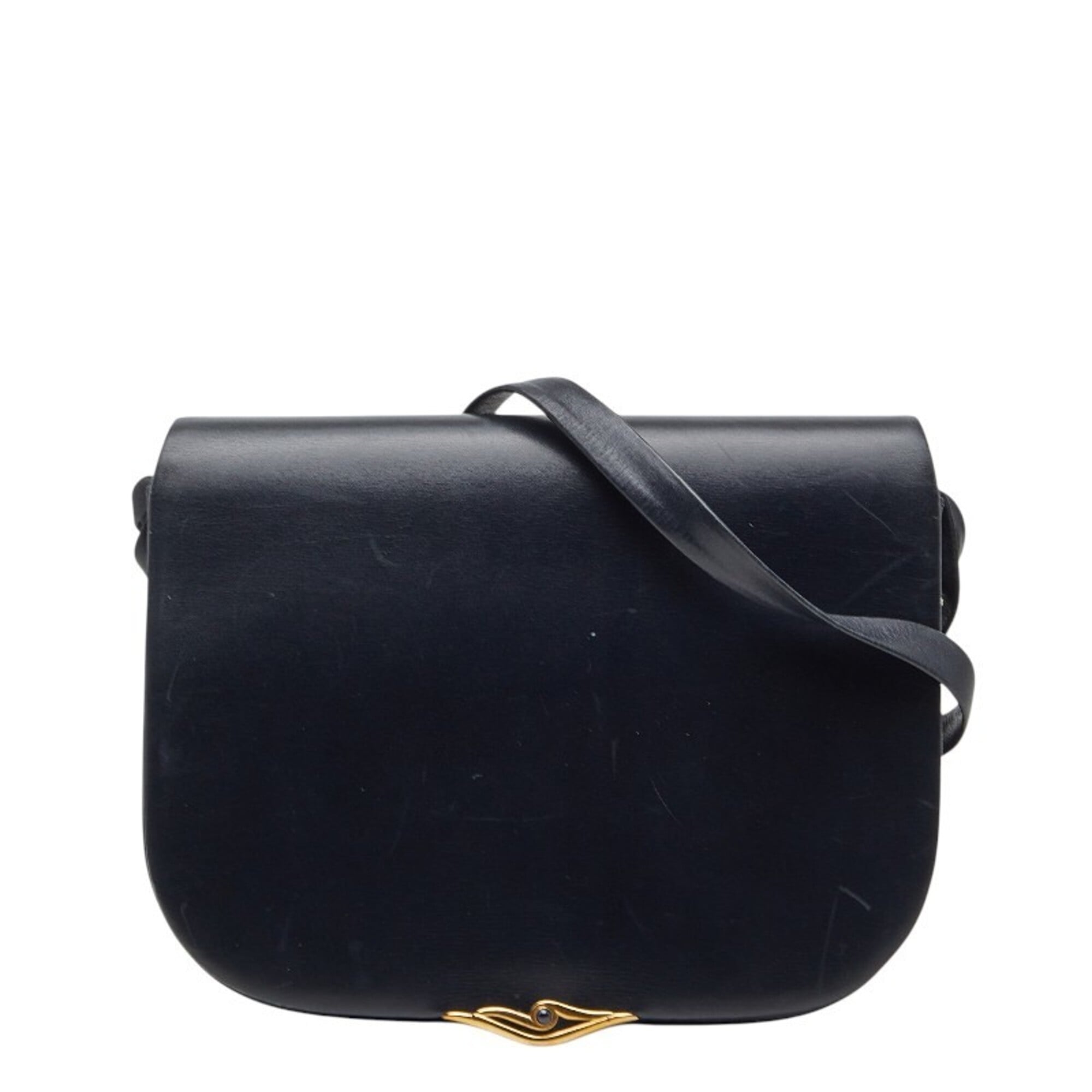 Cartier Sapphire Line Black Leather Shoulder Bag (Pre-Owned)